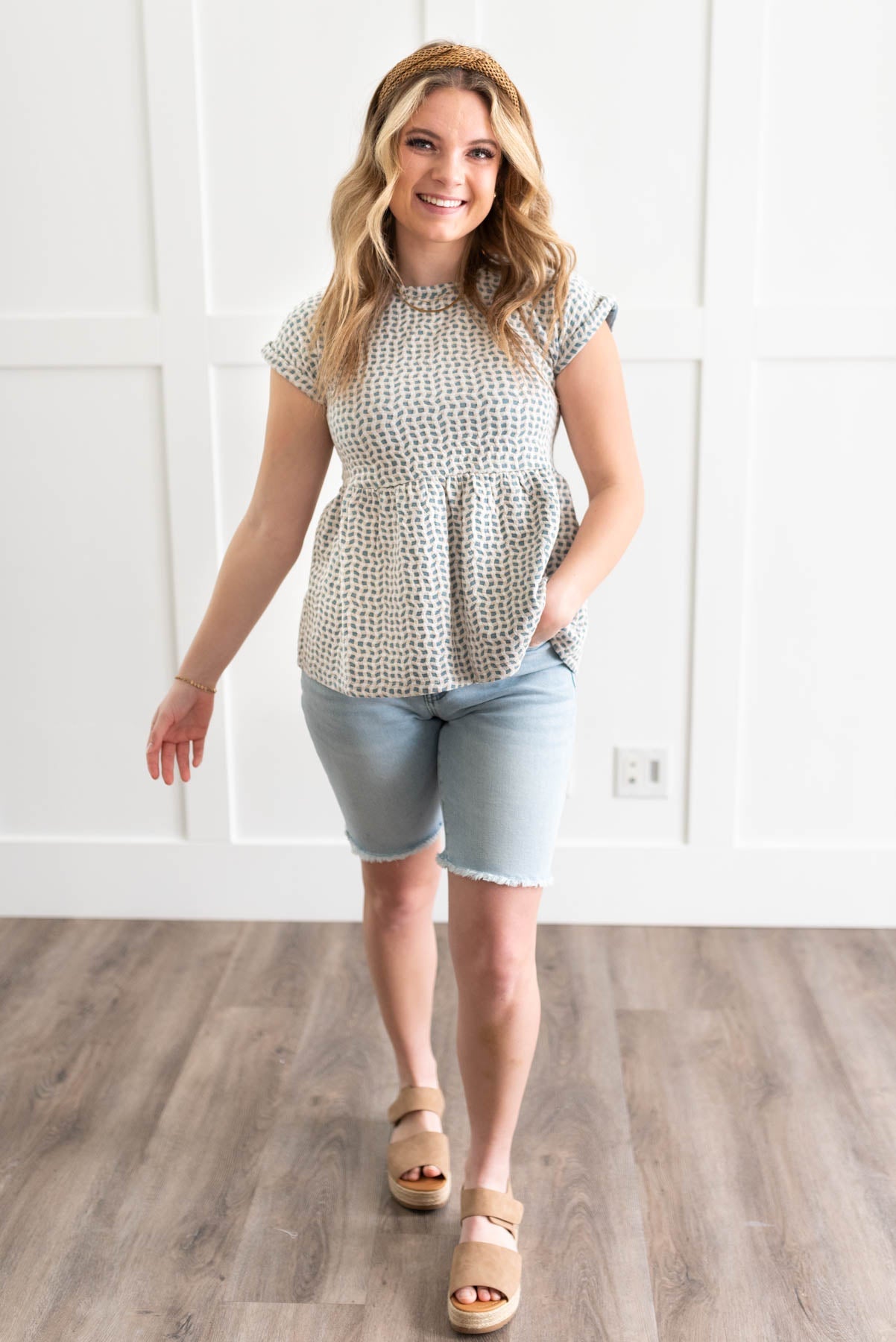 Sloane Blue Patterned Top