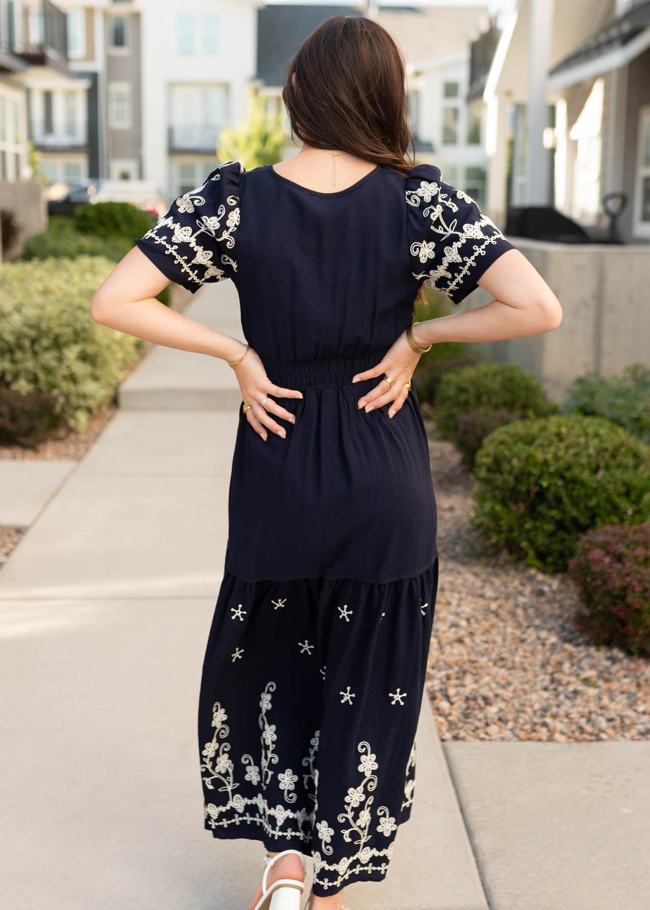 Sofia Navy Embroidered Dress