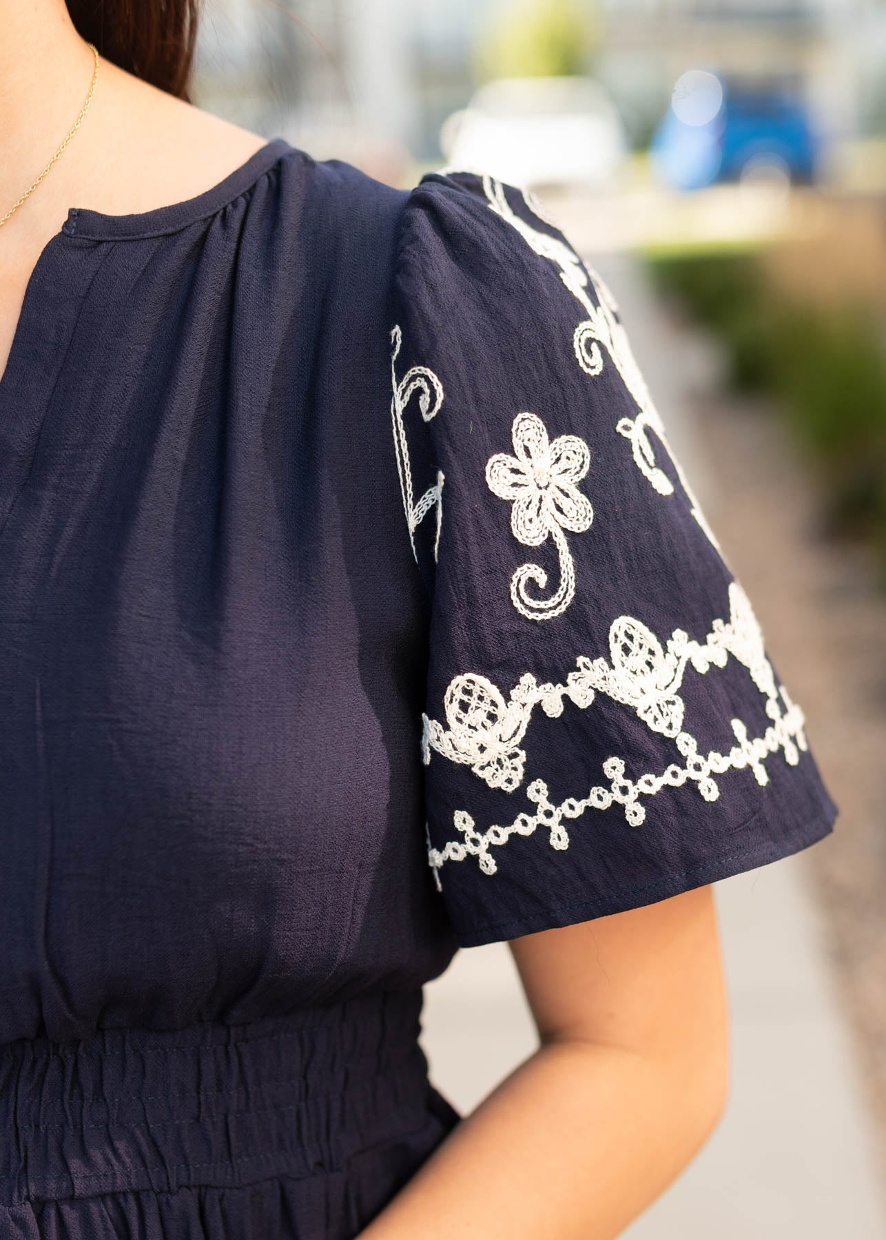 Sofia Navy Embroidered Dress