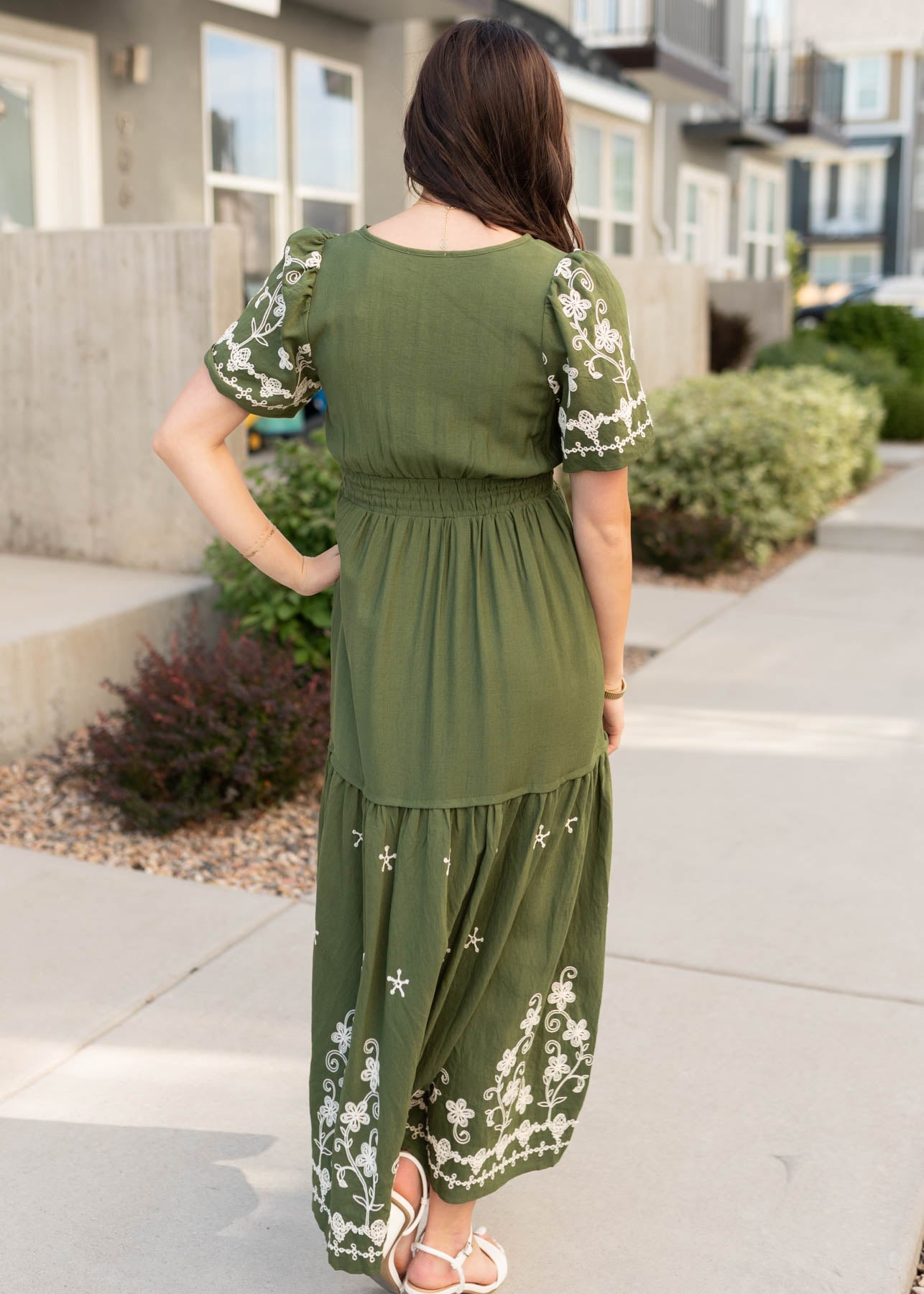 Sofia Olive Embroidered Dress