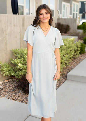 Sonya Dusty Blue Wrap Dress