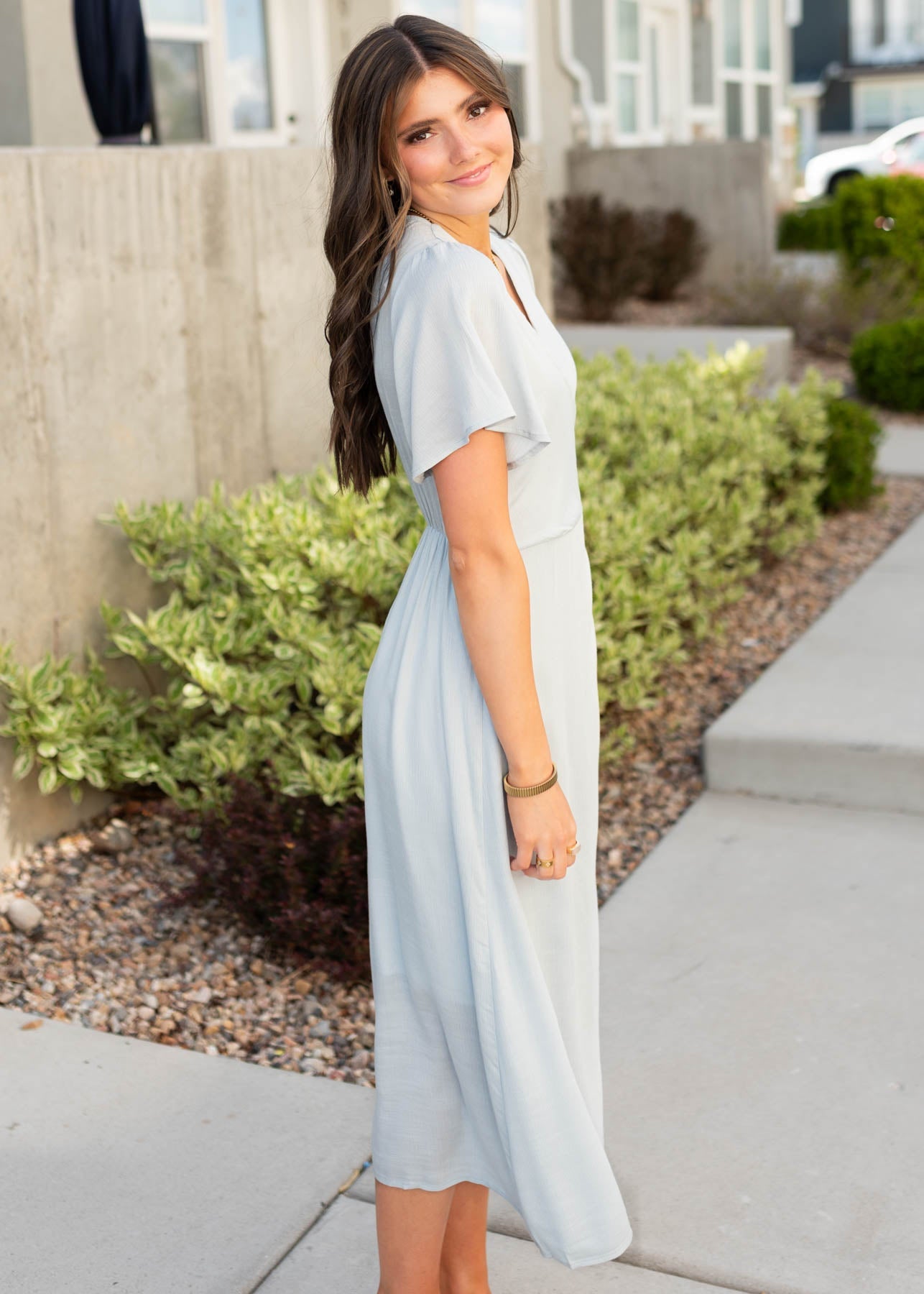 Sonya Dusty Blue Wrap Dress