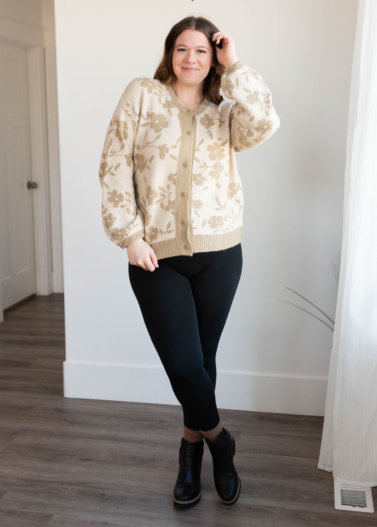 Sophia Taupe Floral Cardigan