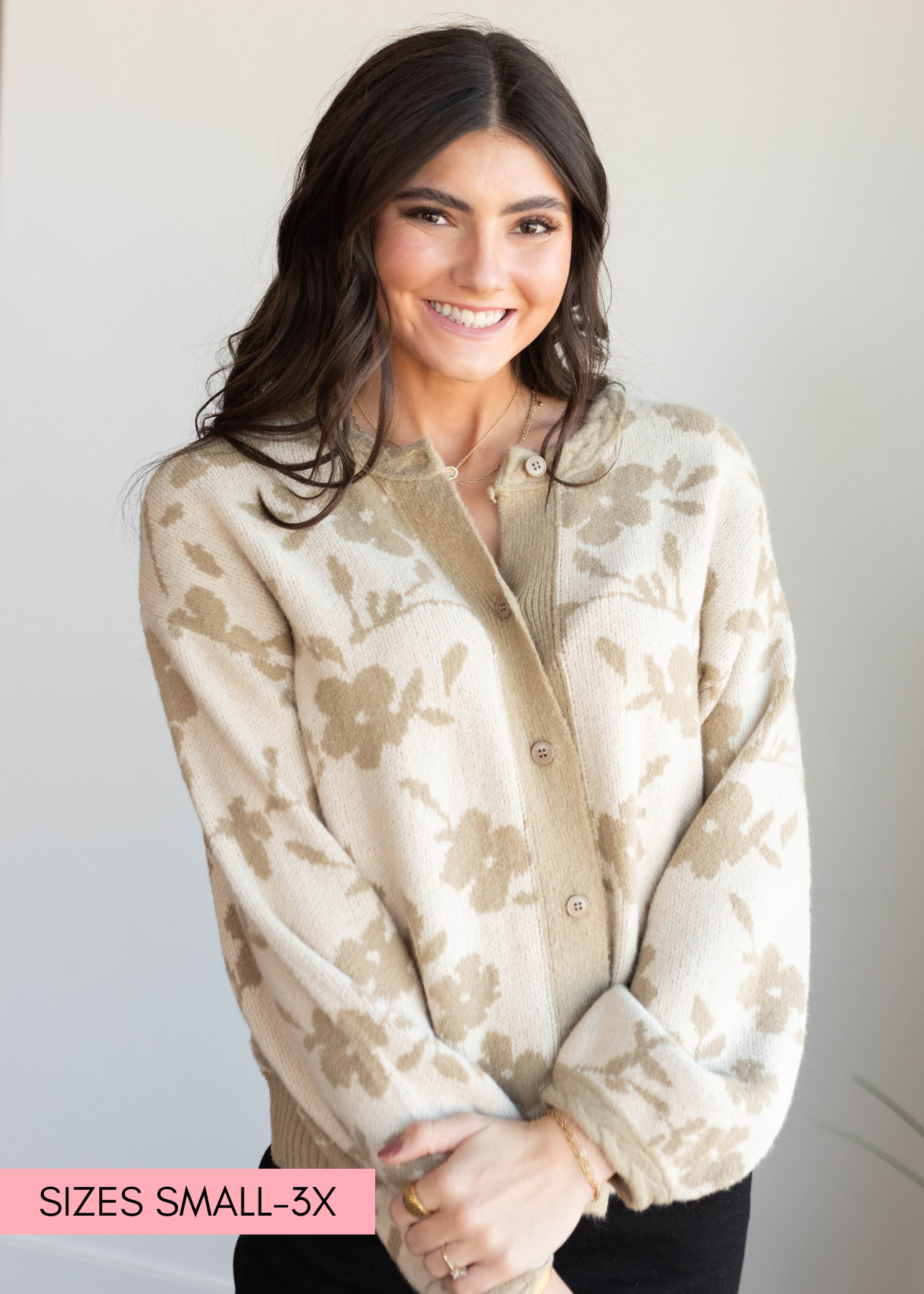 Sophia Taupe Floral Cardigan