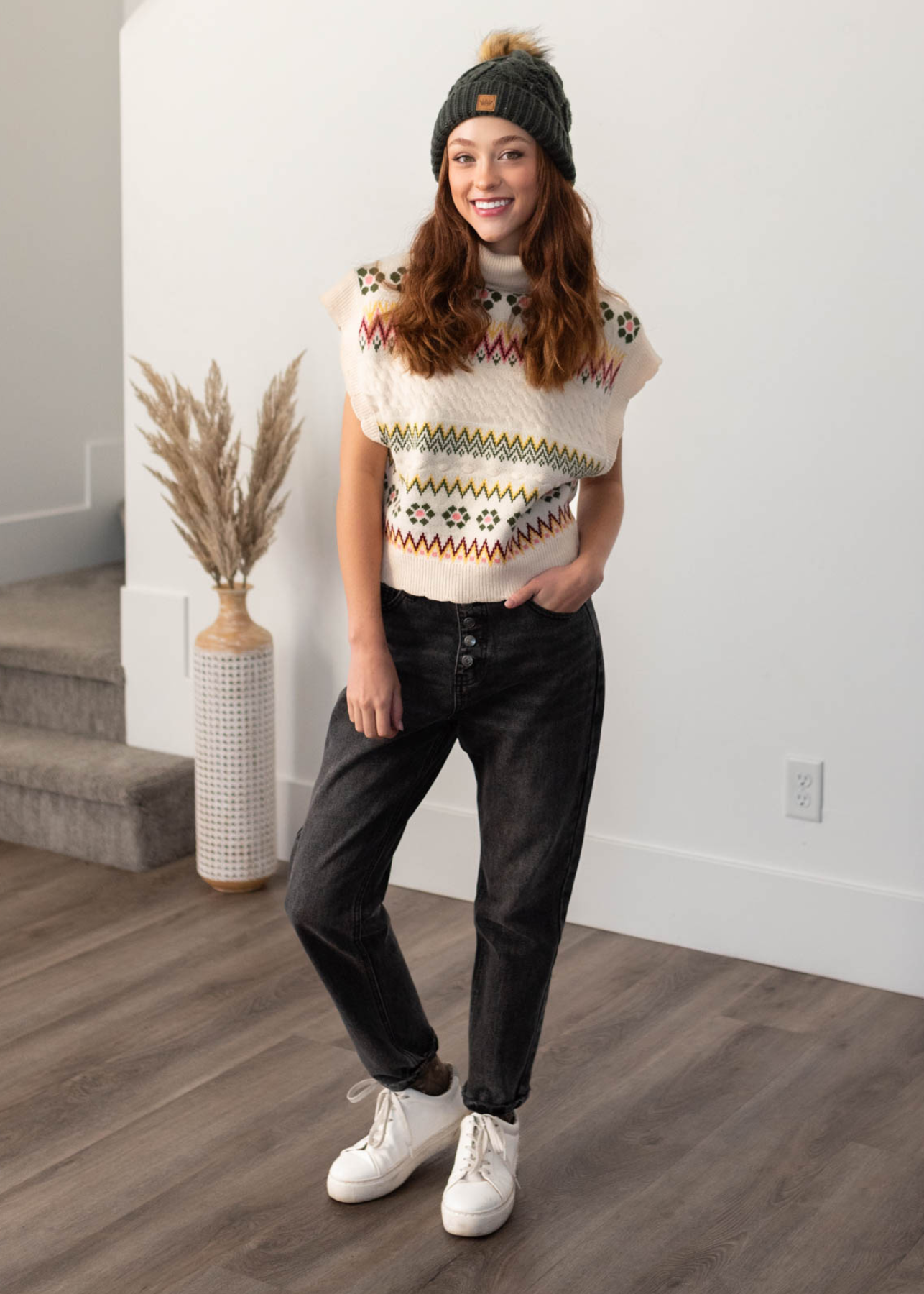 Sophie Ivory Turtle Neck Sweater Vest