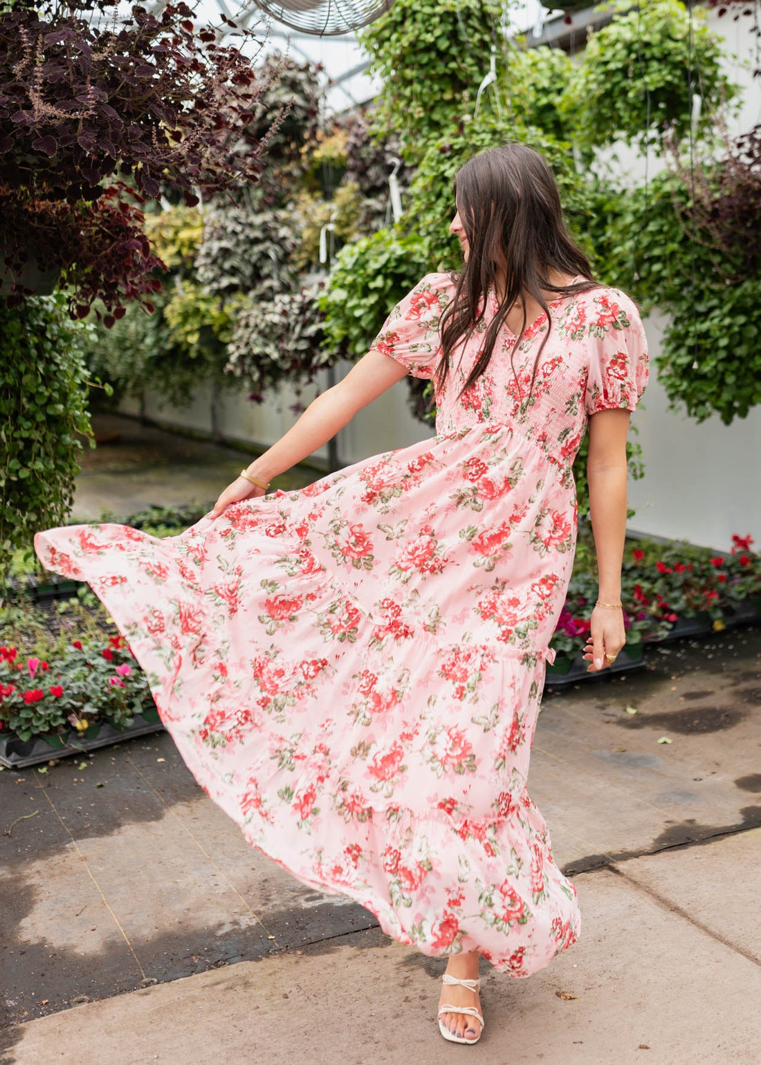 Stacy Pink Floral Smocked Dress