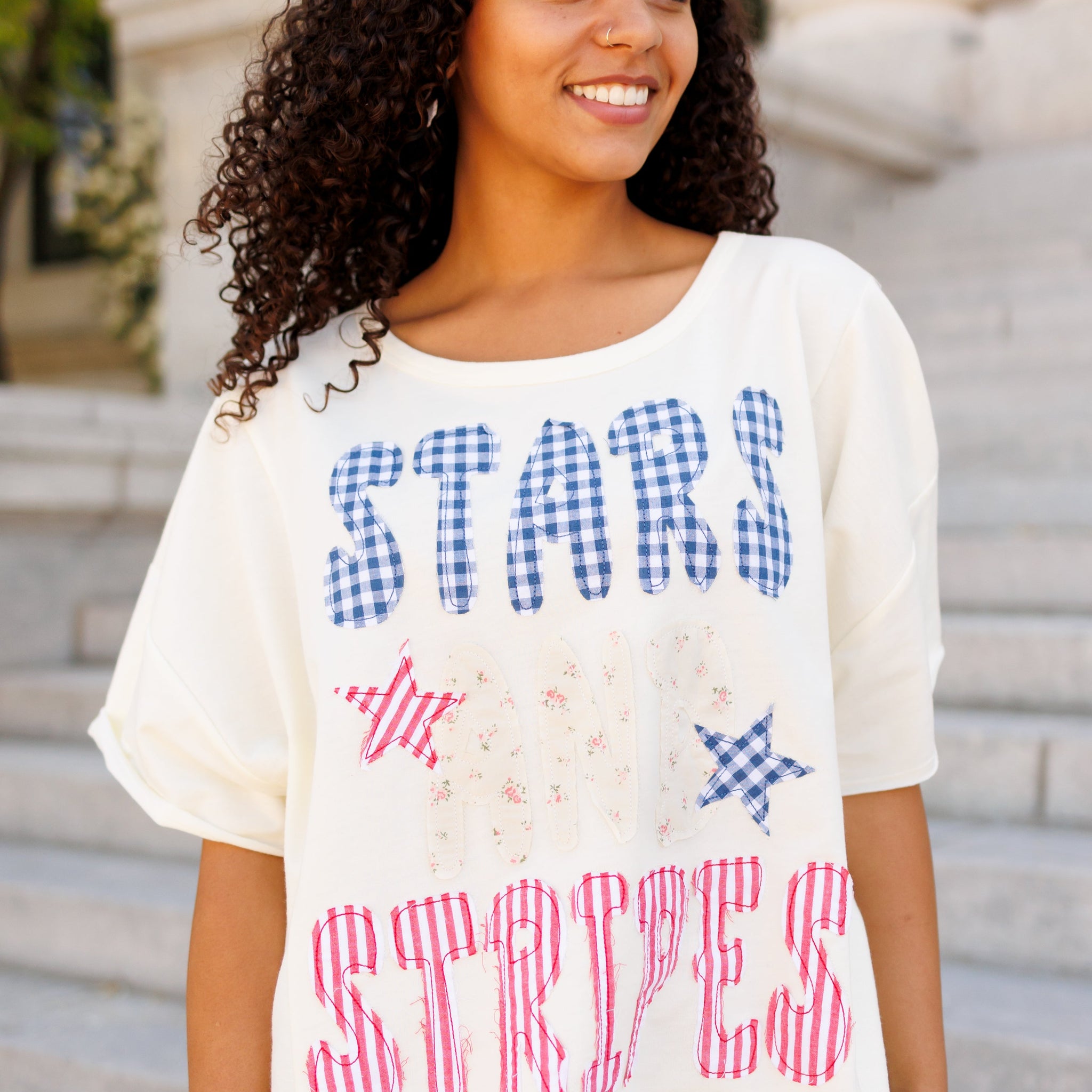 Stars And Stripes Cream Graphic Tee
