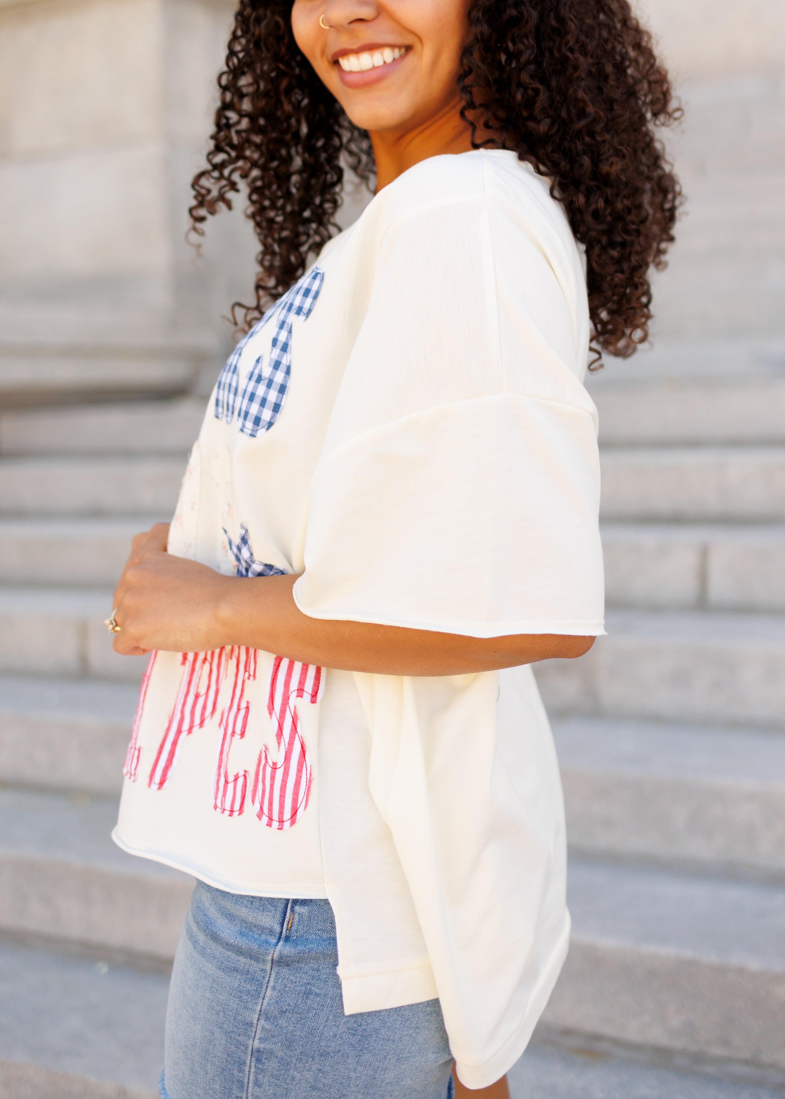 Stars And Stripes Cream Graphic Tee