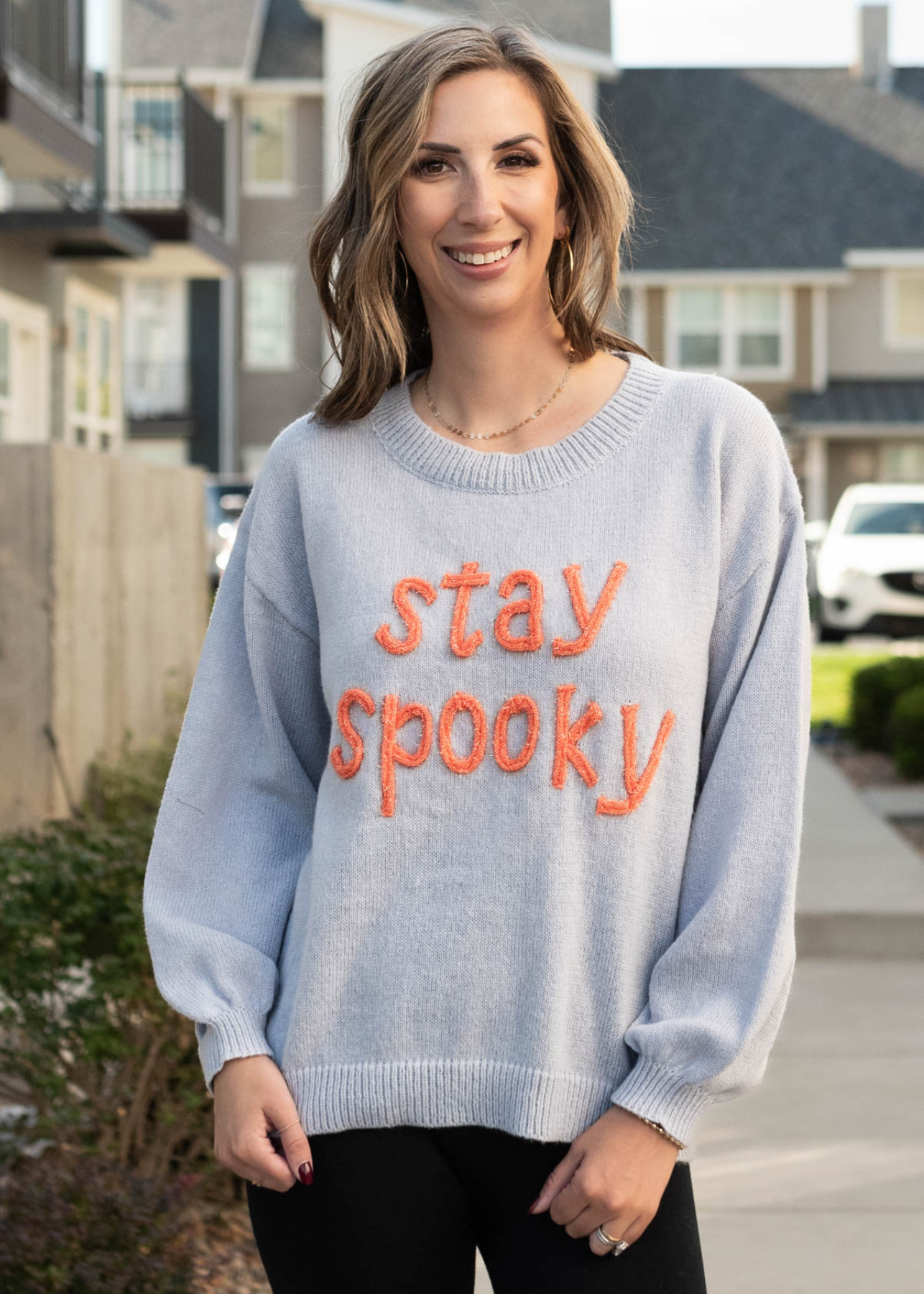 Stay Spooky Light Grey Sweater