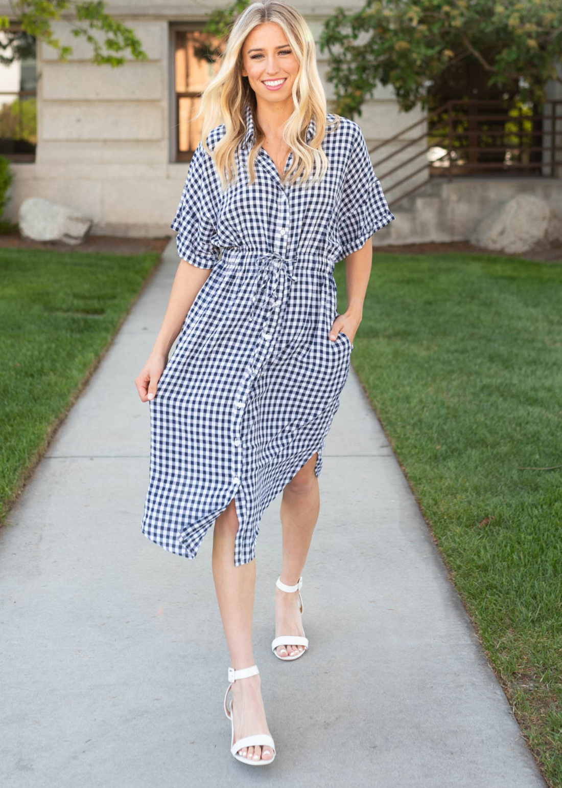 Stinna Navy Plaid Dress