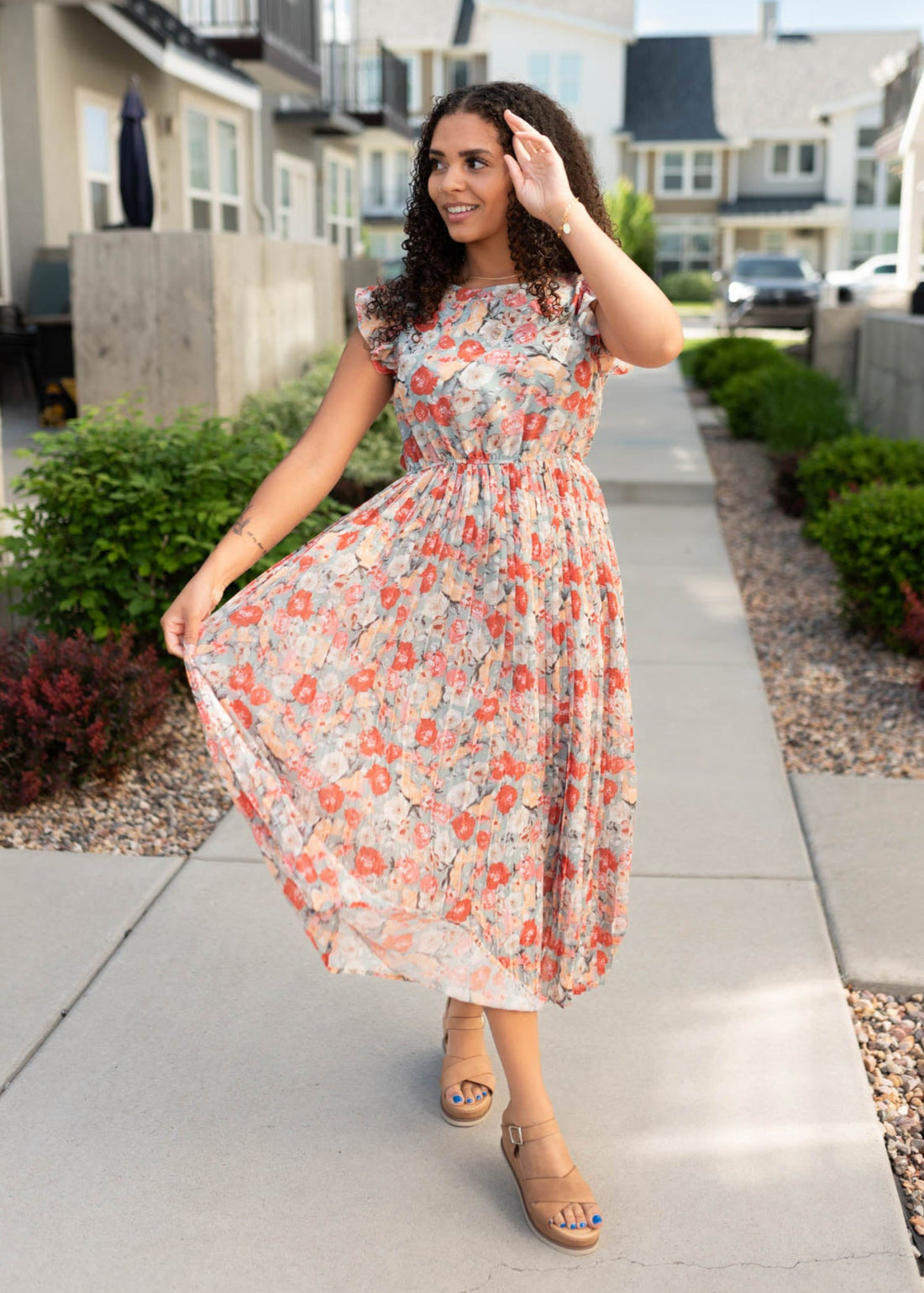 Susan Vintage Sage Floral Dress