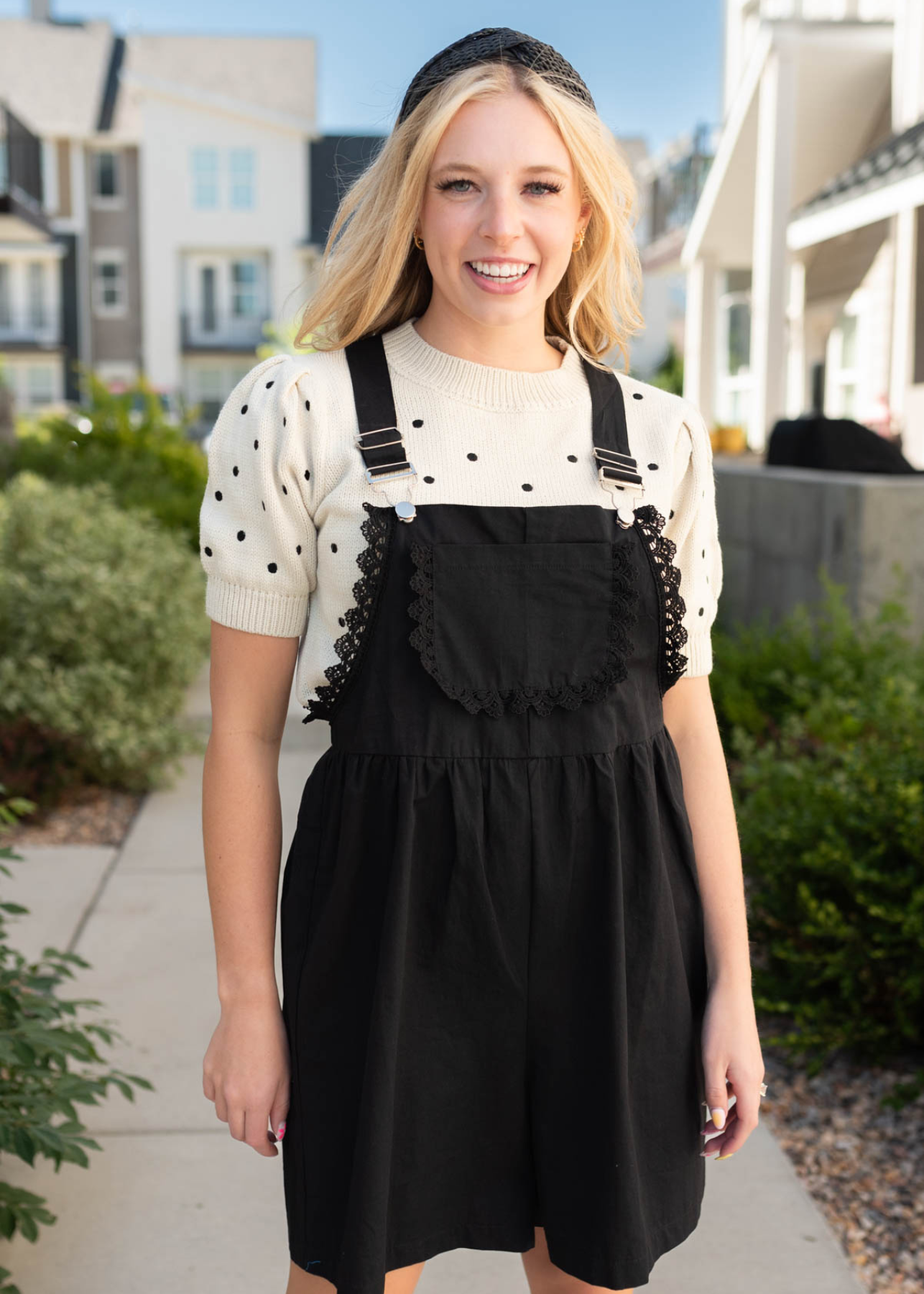 Sydnie Black Lace Shortalls