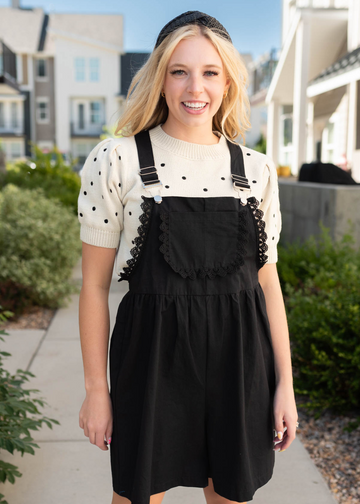 Sydnie Black Lace Shortalls
