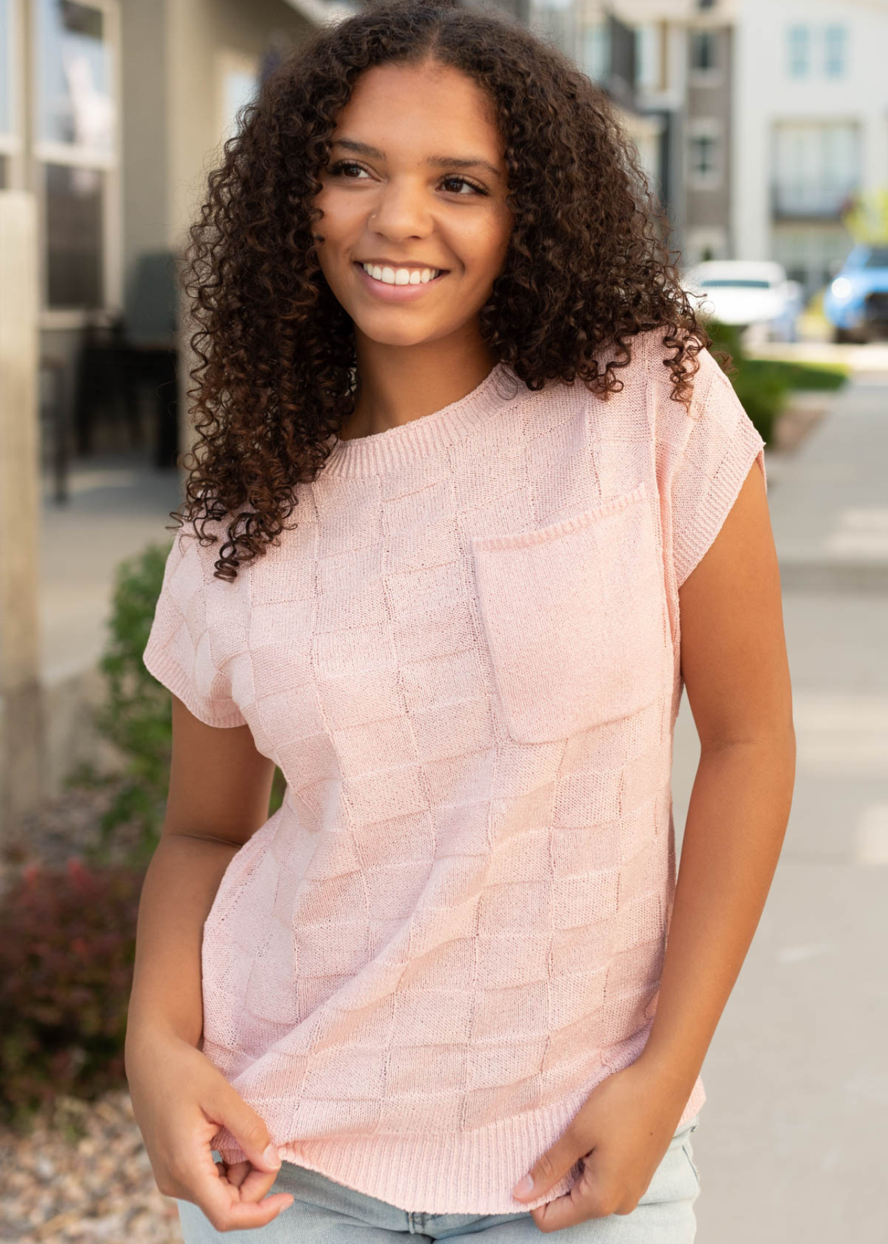 Talia Dusty Pink Sweater Vest