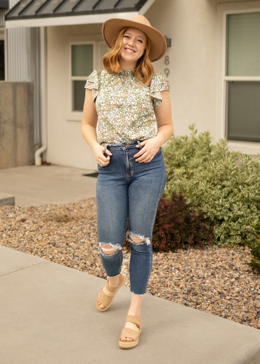 Tara Green Floral Top