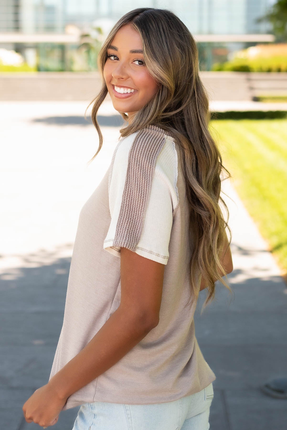 Tayla Mocha Ribbed Top