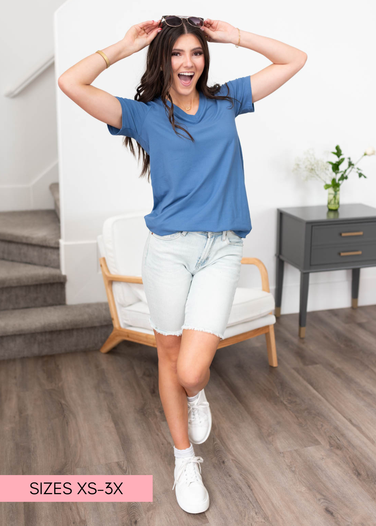 The Classic Blue V-Neck Top