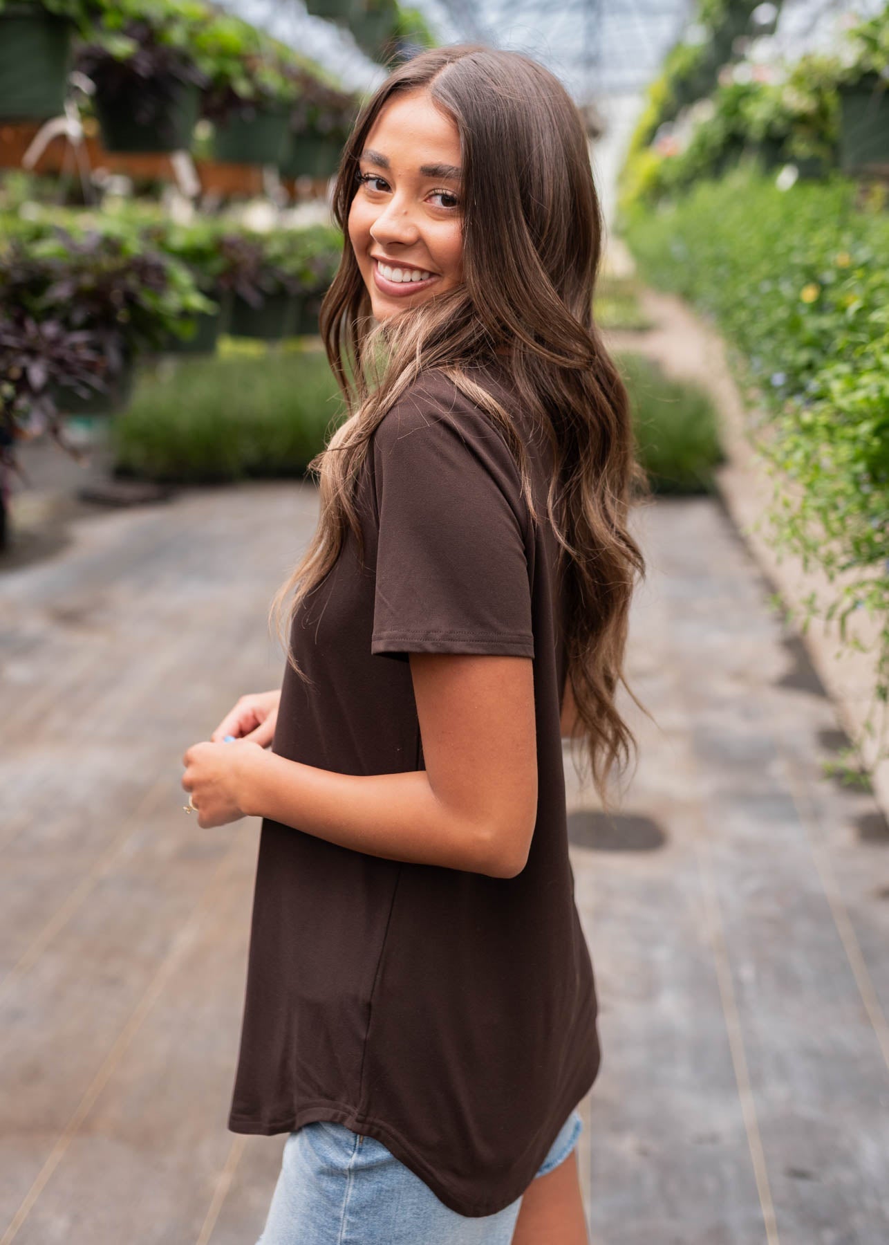 The Classic Brown V-Neck Top
