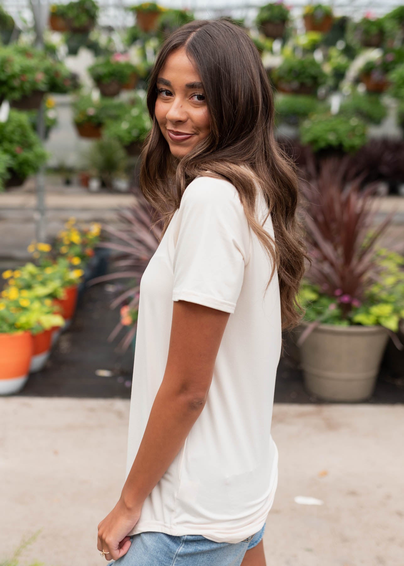 The Classic Cream V-Neck Top