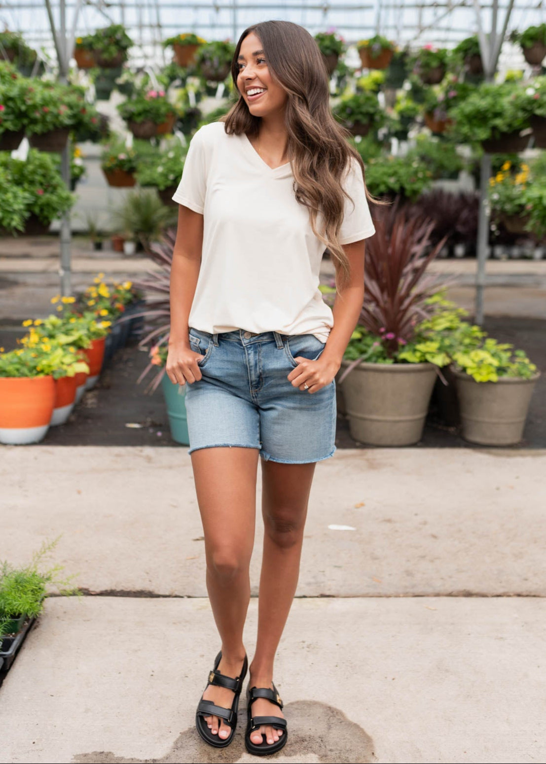 The Classic Cream V-Neck Top