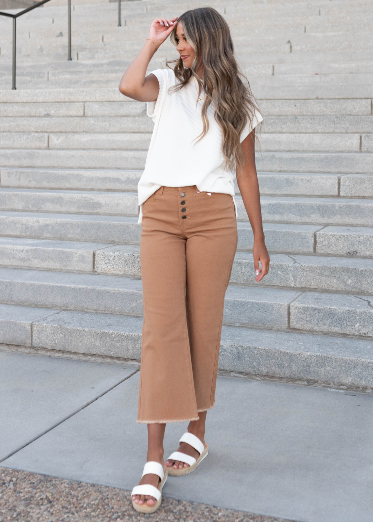 Thea Camel Wide Leg Pants