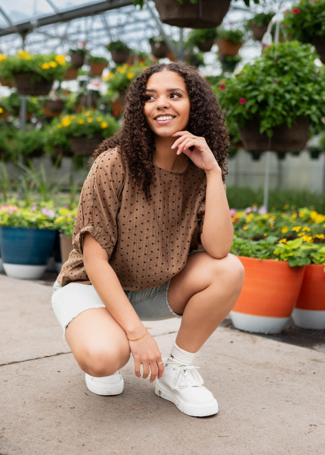 Tia Chocolate Polka Dot Top