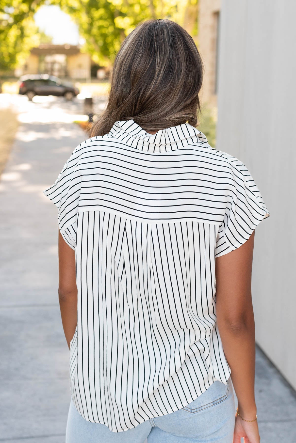 Tiffany White Black Stripe Top