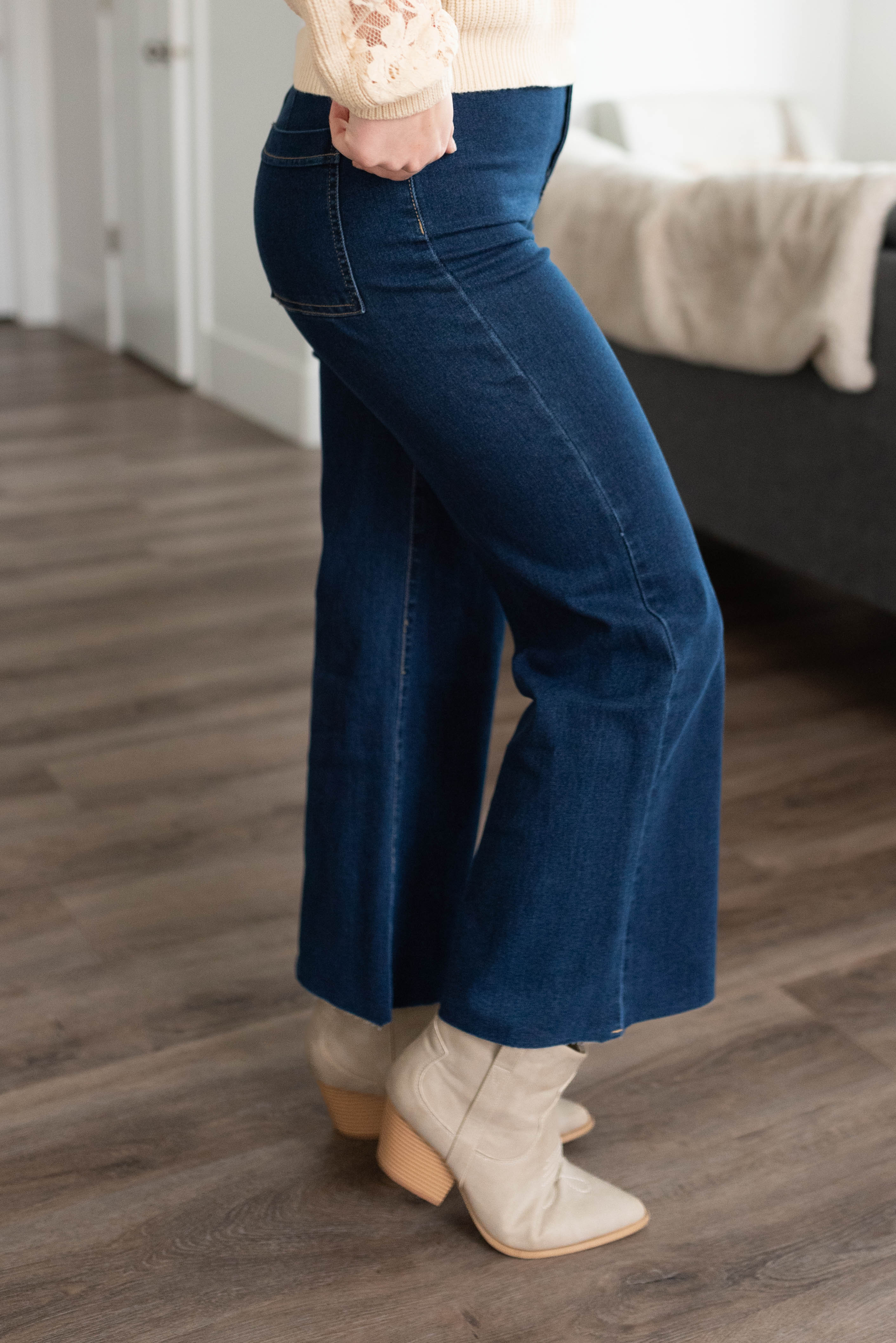 Tina Dark Denim Wide Leg Pants