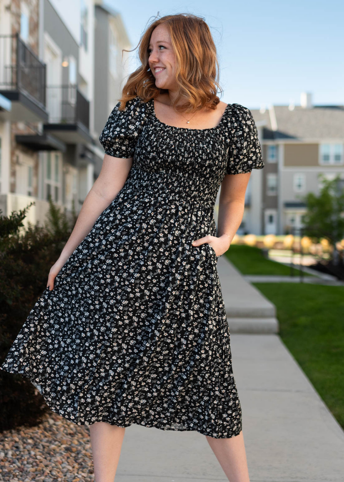Tonia Black Floral Dress