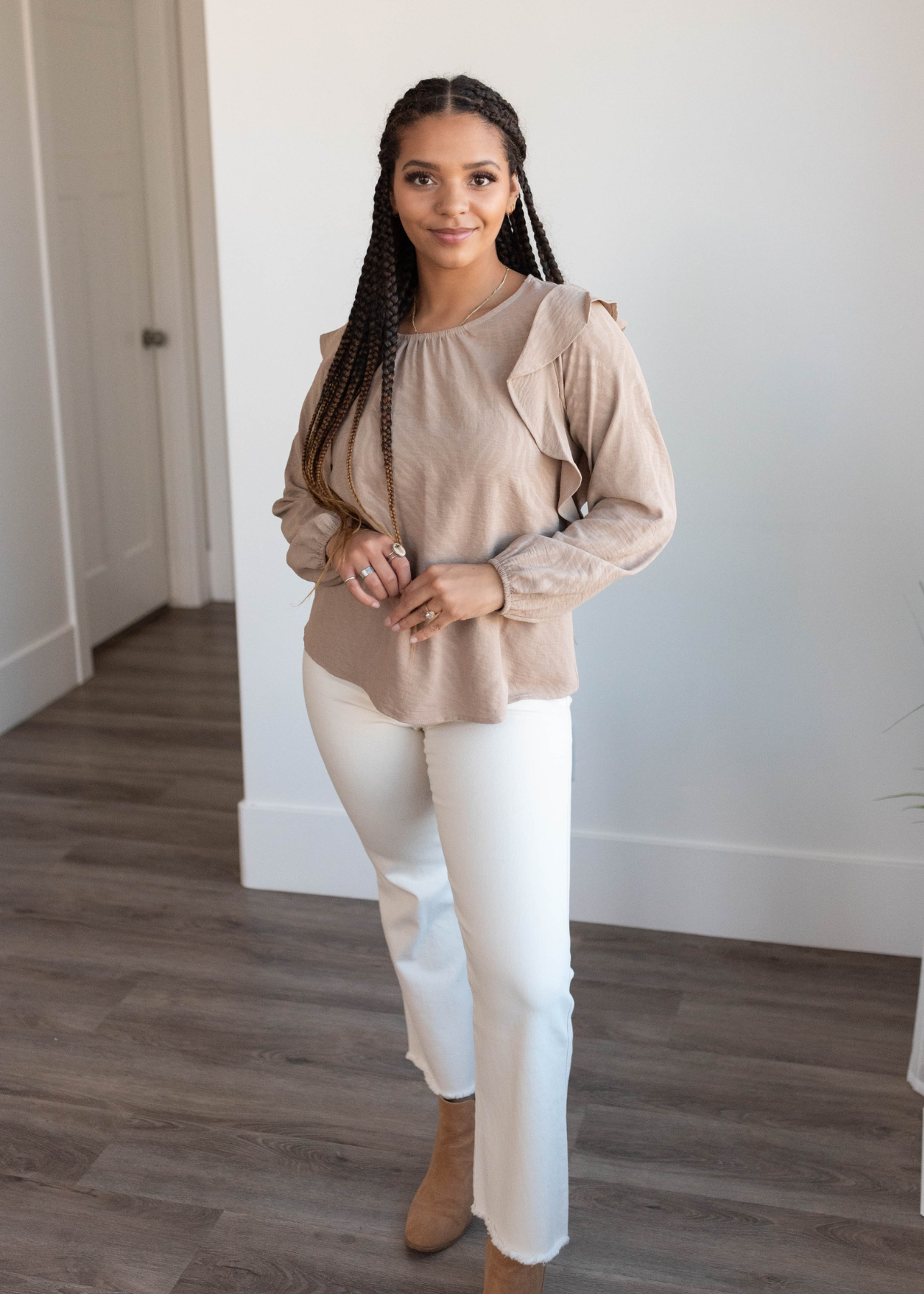 Tori Beige Long Sleeve Top
