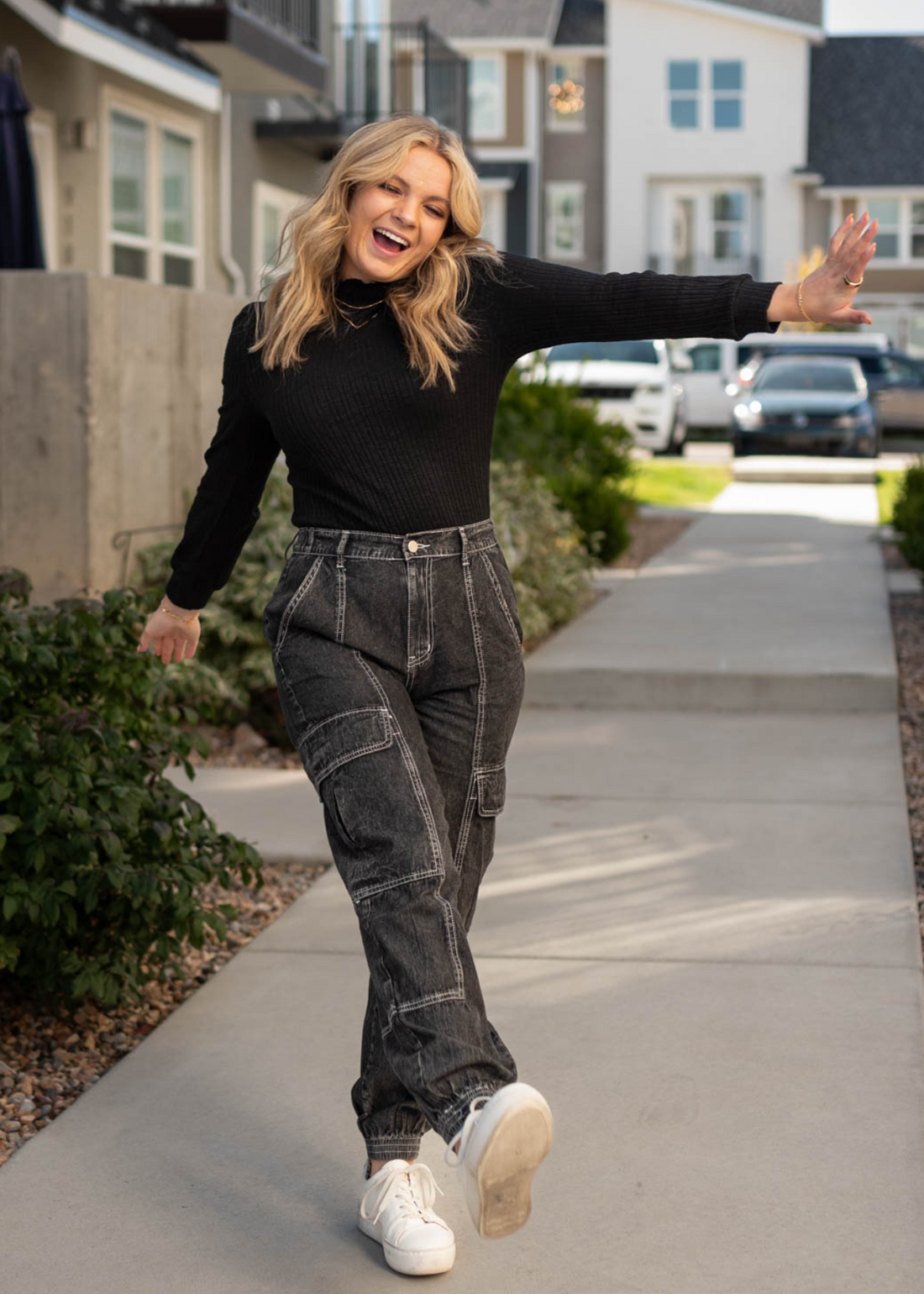 Tyree Black Cargo Parachute Pants