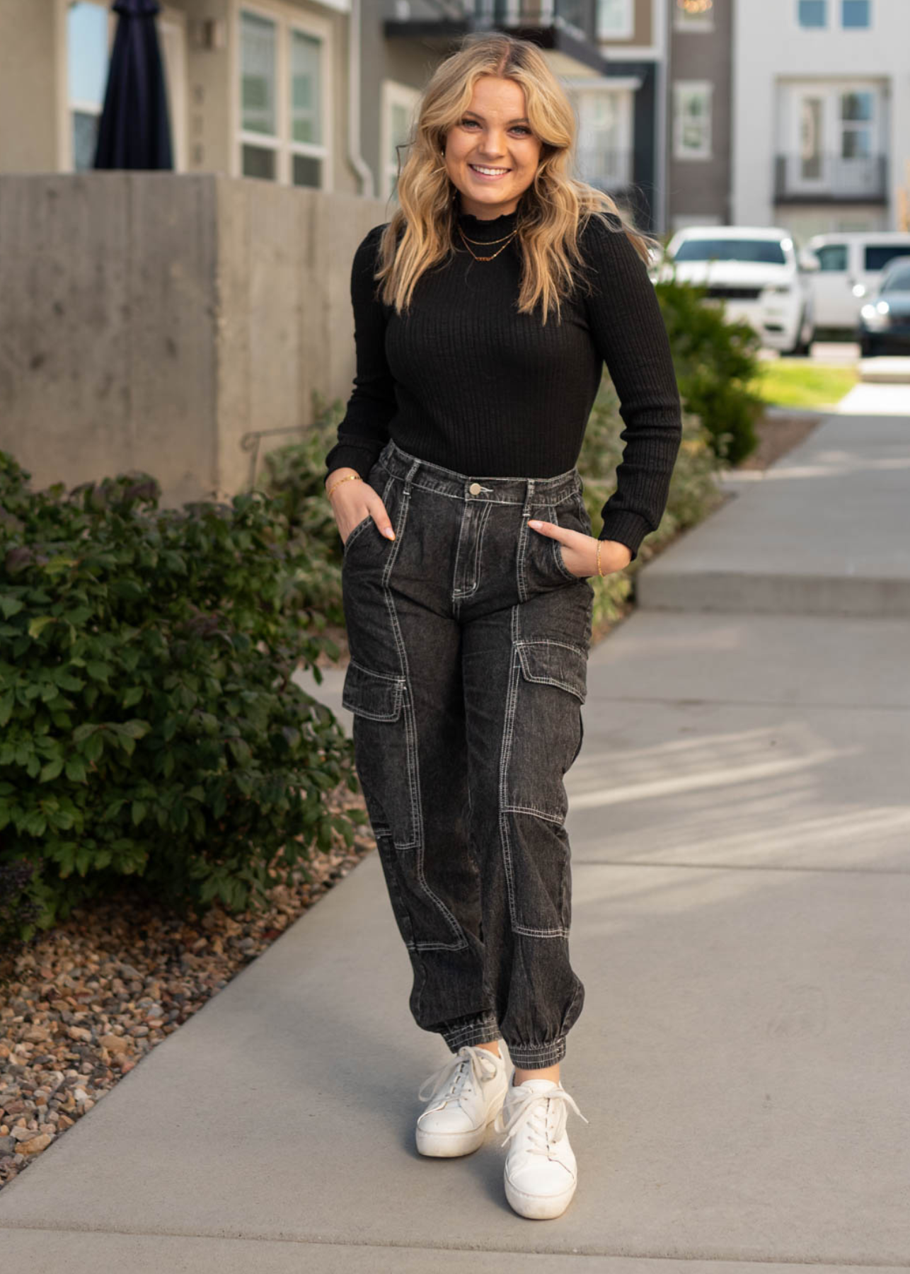 Tyree Black Cargo Parachute Pants