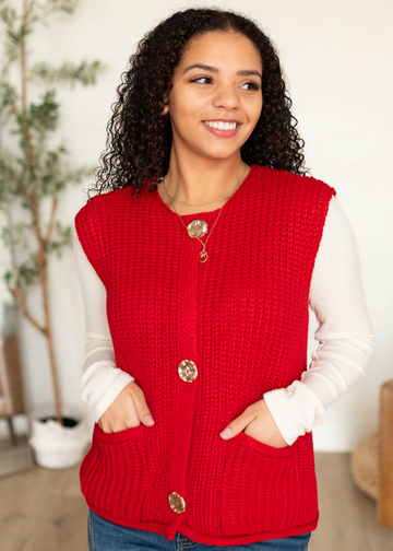 Valentina Red Knit Sweater Vest