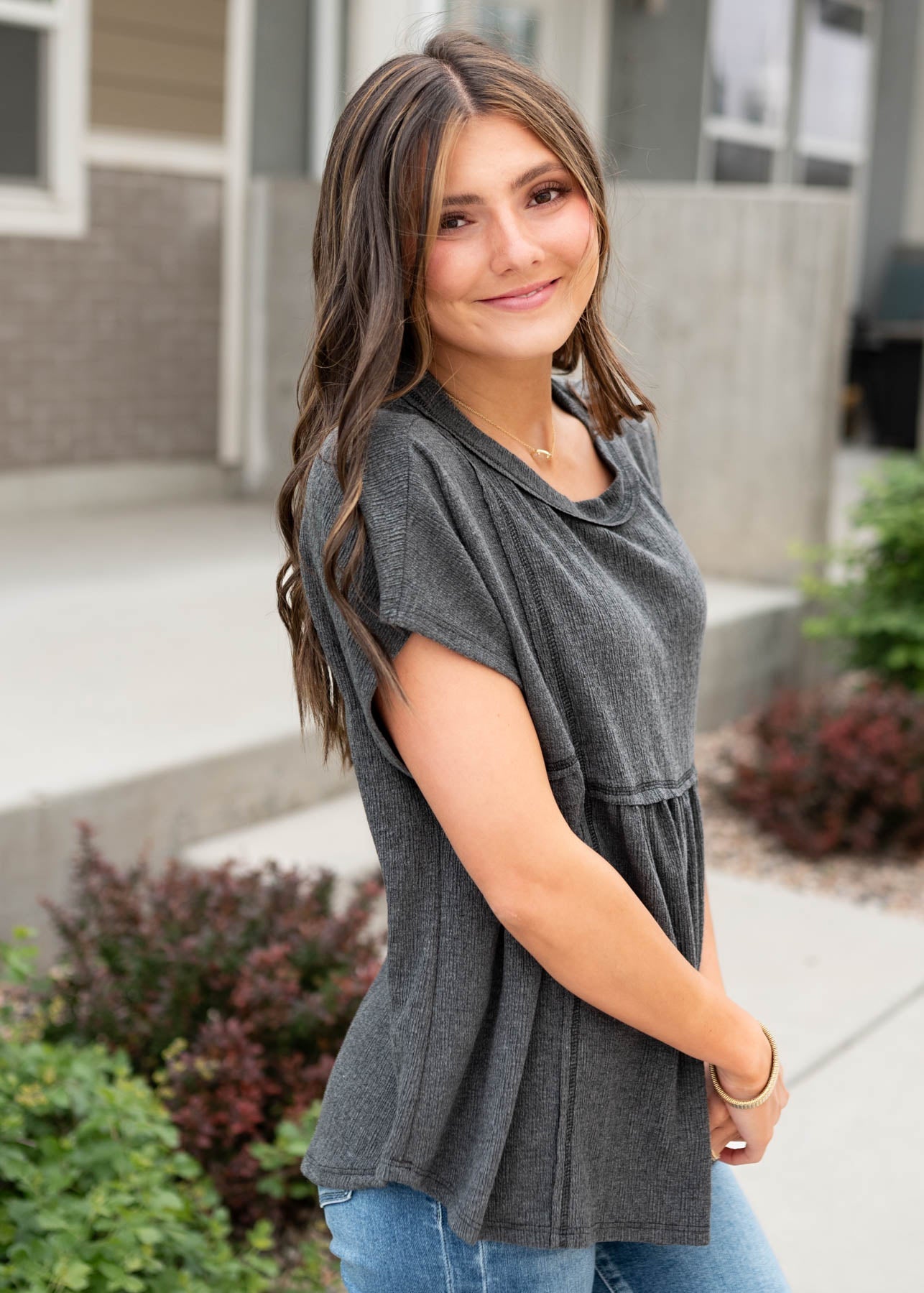 Vanessa Charcoal Grey Top