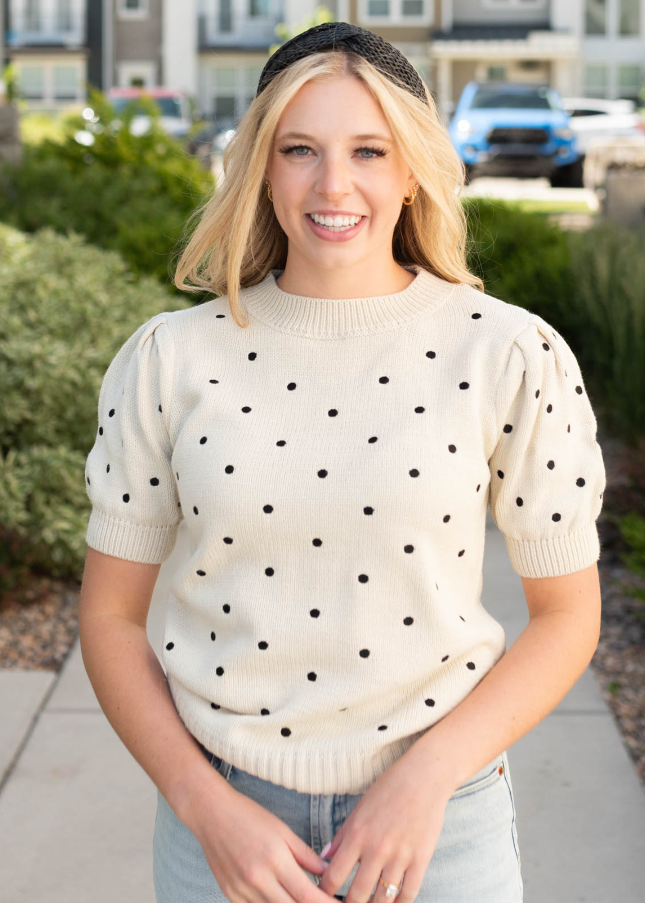 Vickie Cream Black Dot Sweater