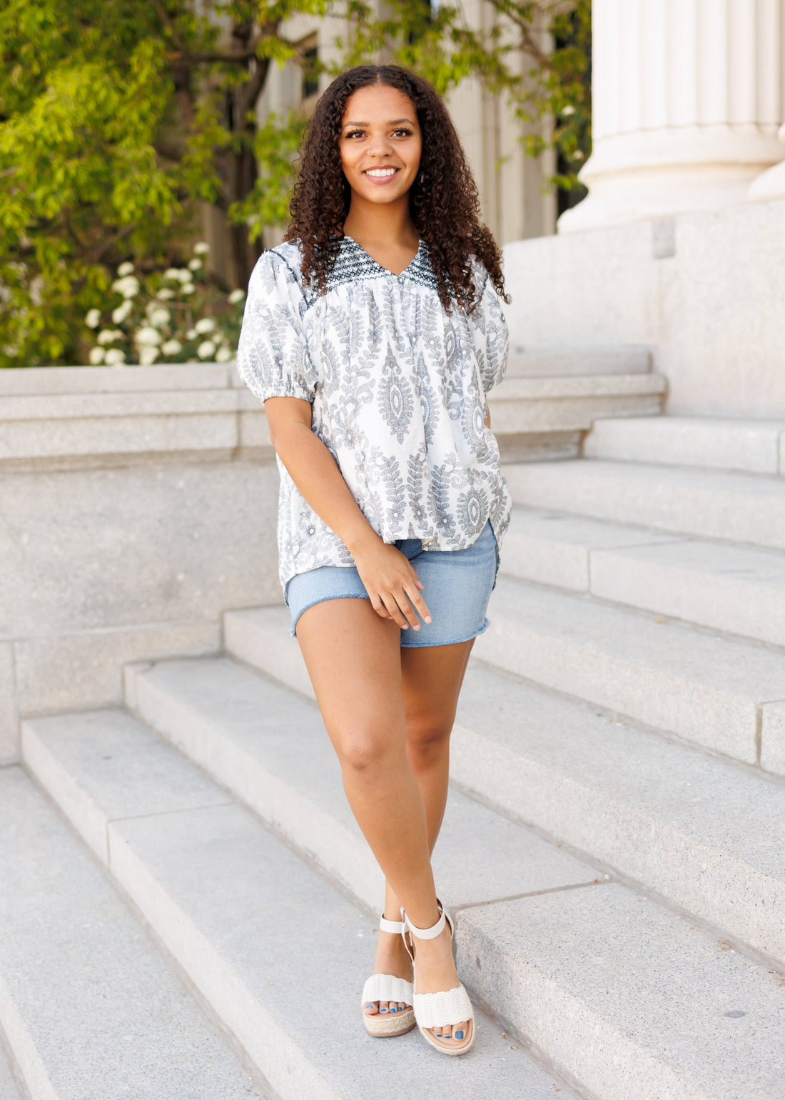 Vivianne Black Pattern Top
