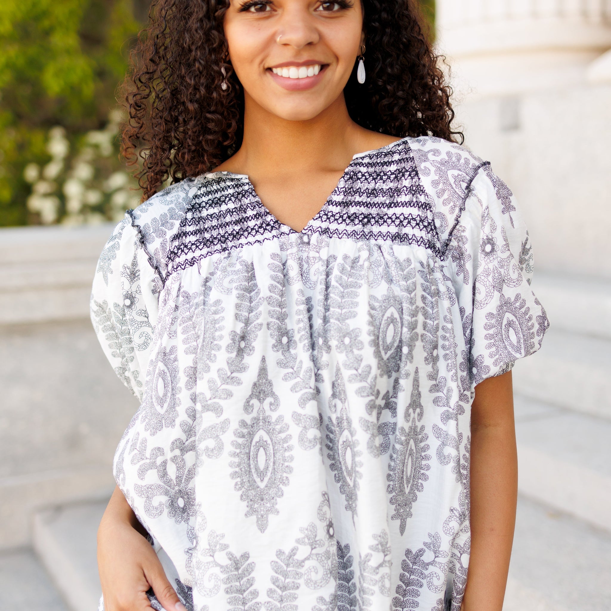 Vivianne Black Pattern Top