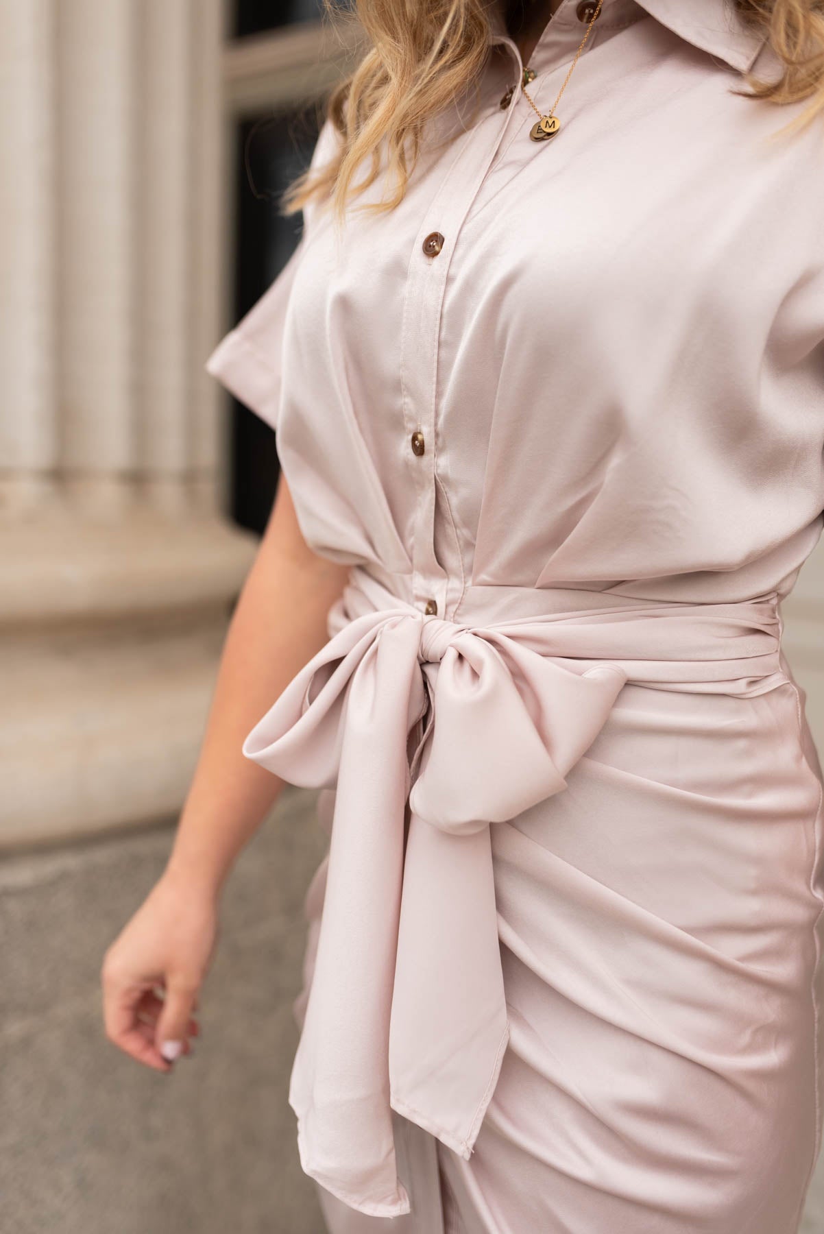 Vivianne Champagne Satin Dress