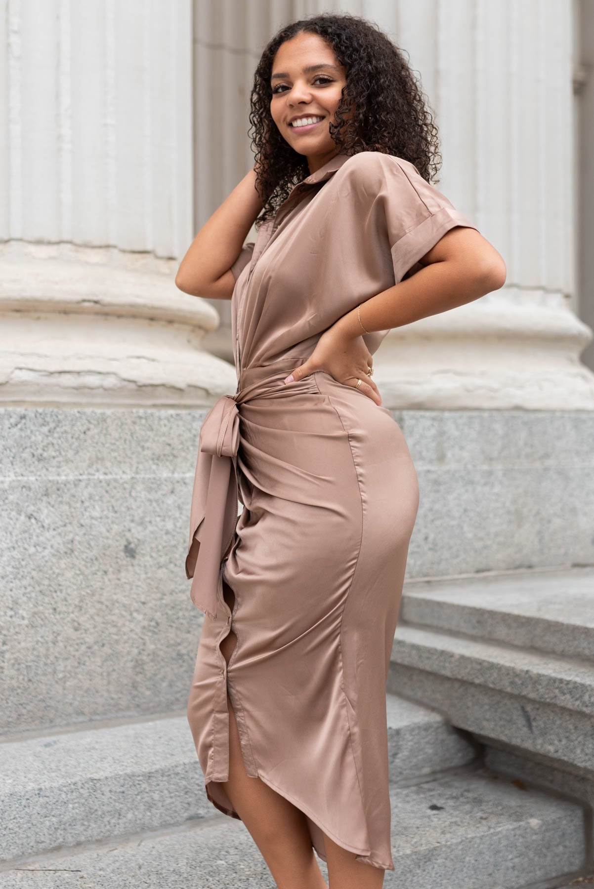 Vivianne Mocha Satin Dress