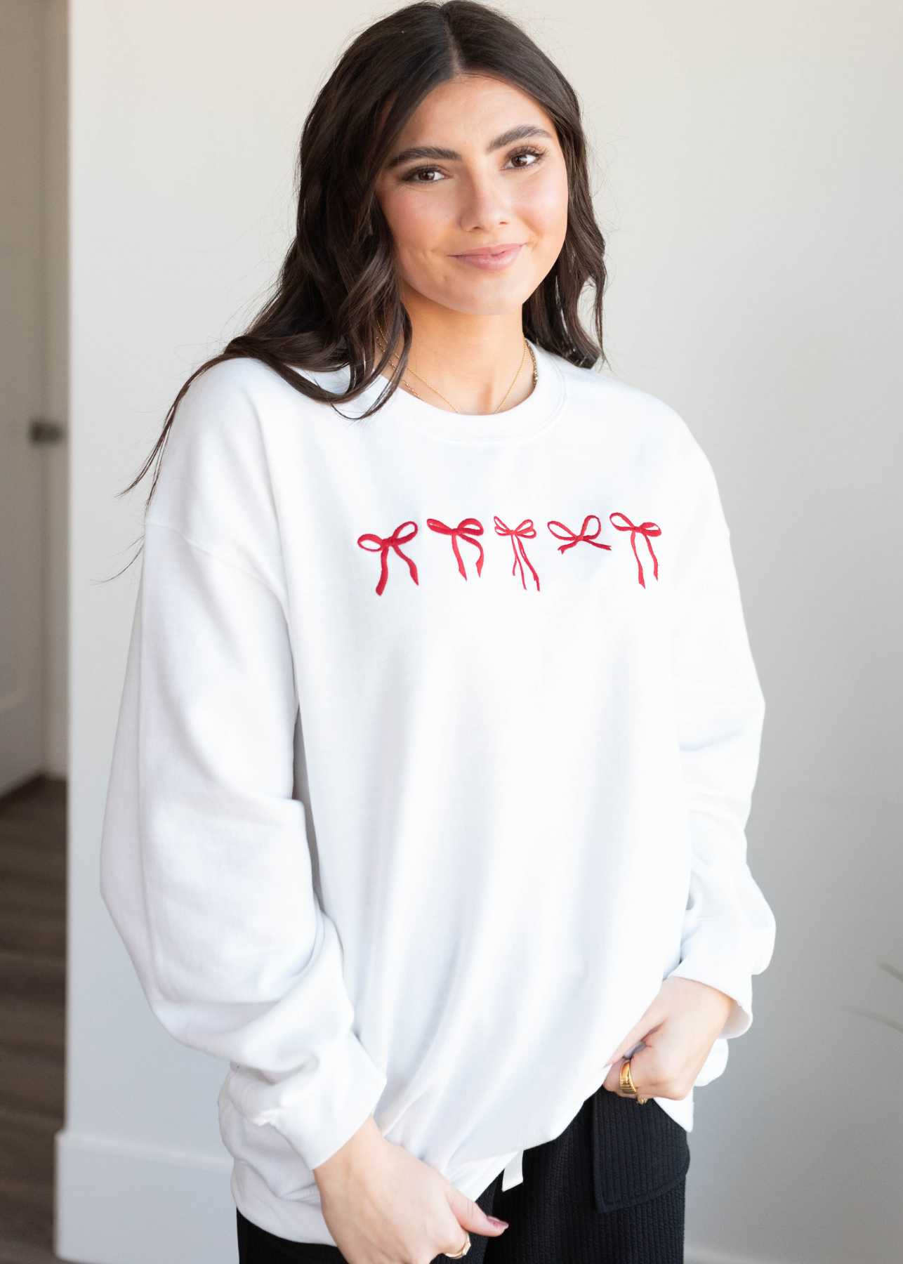 White Mini Bow Sweatshirt