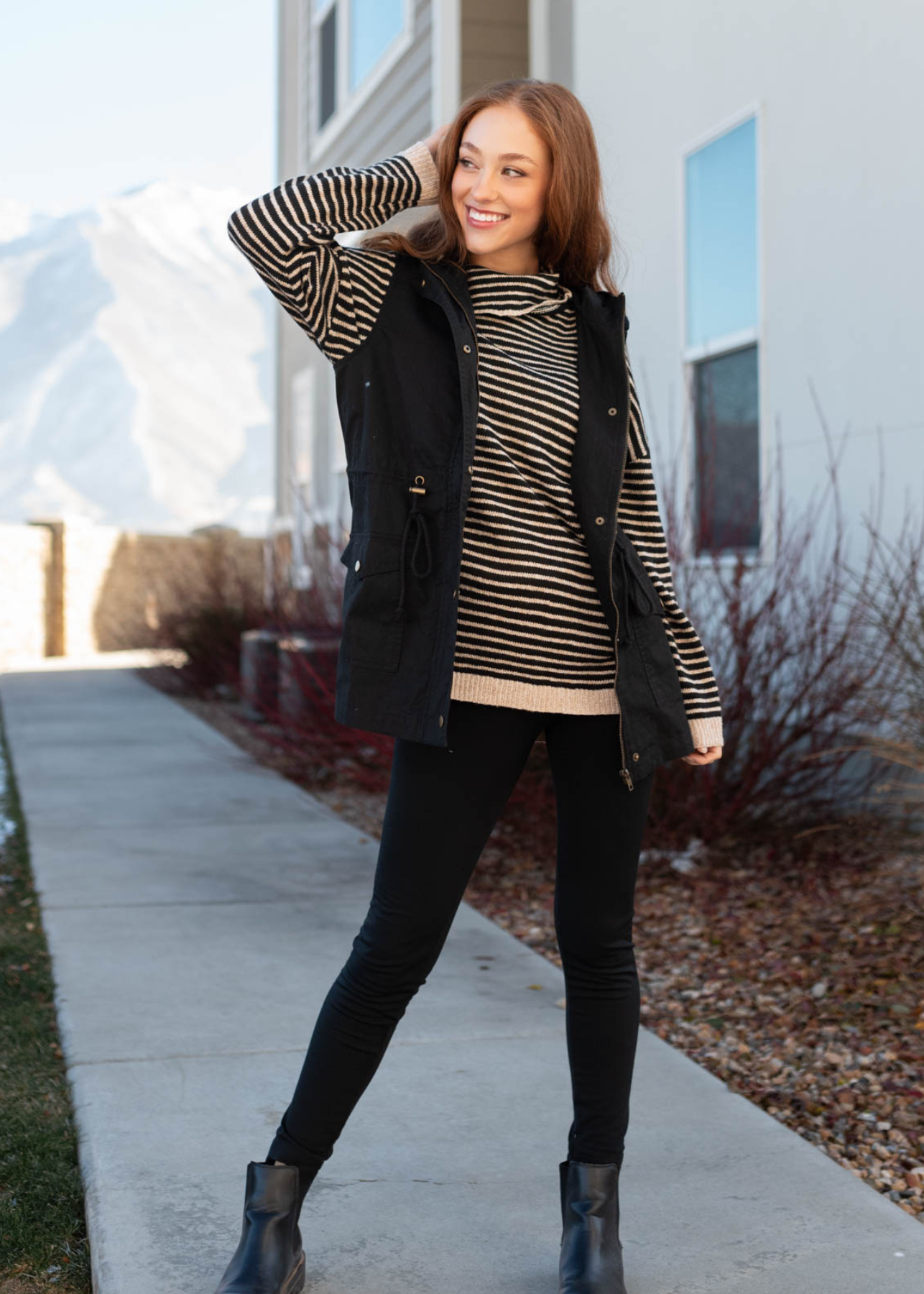 Whitney Black Hooded Vest