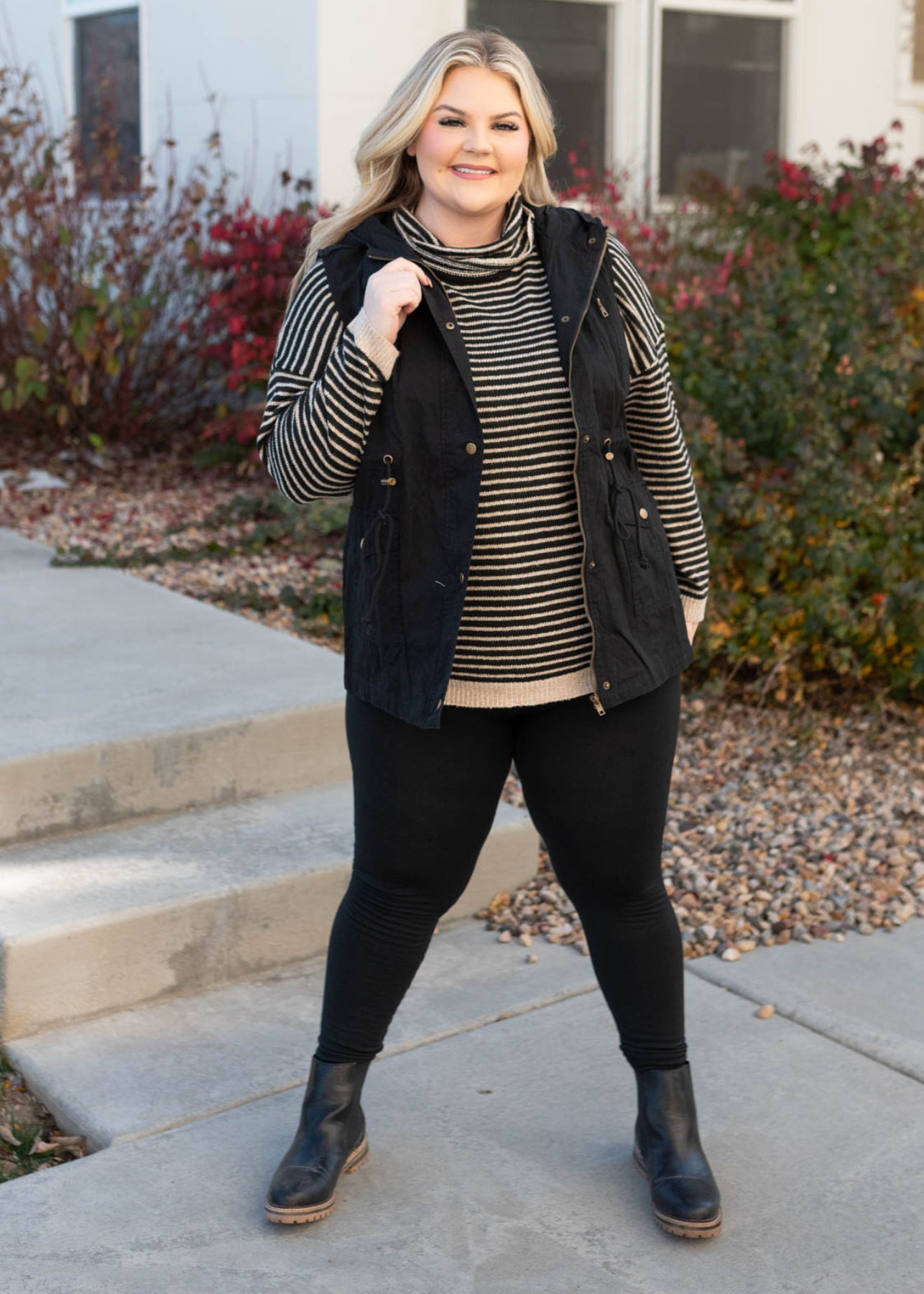 Whitney Black Hooded Vest