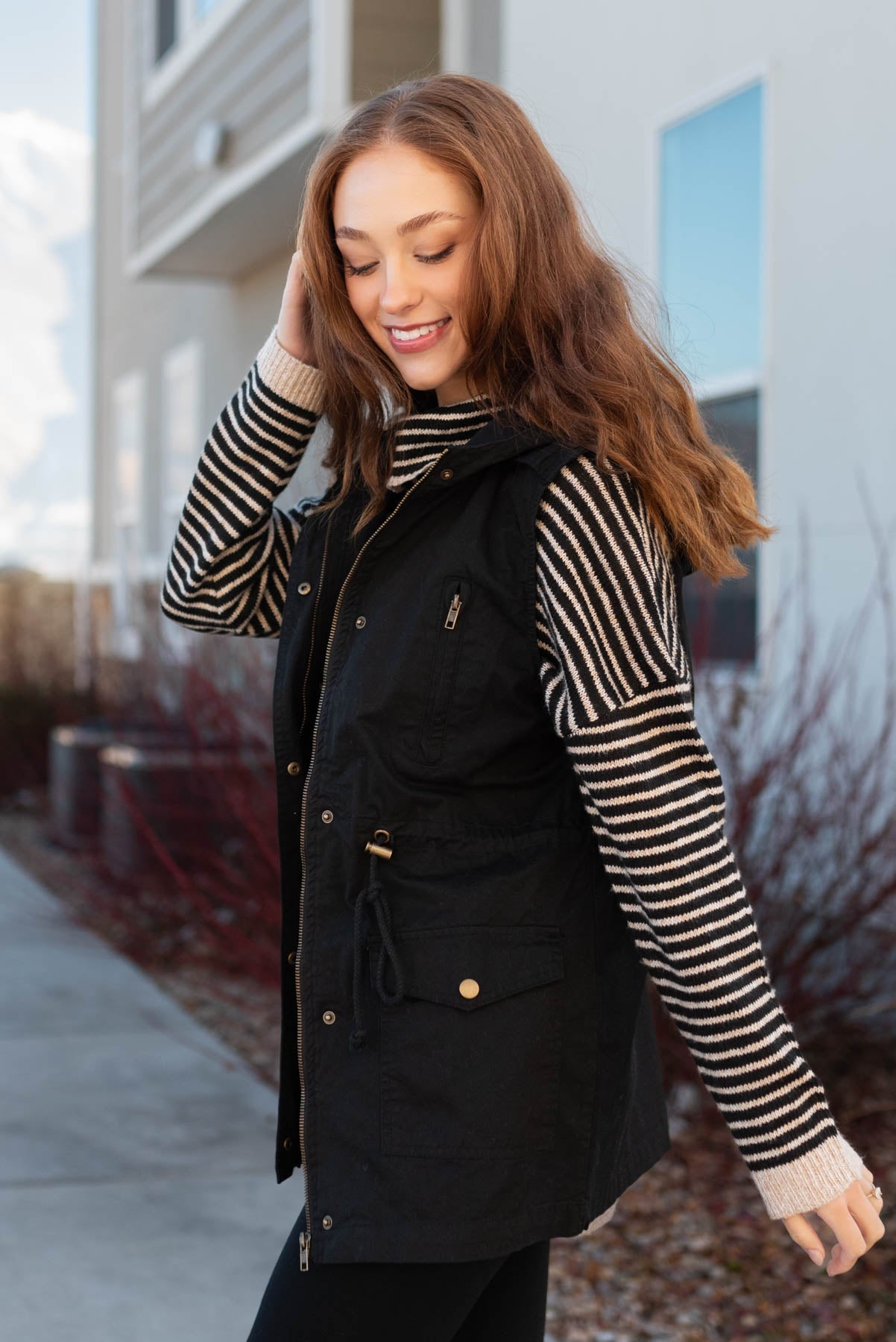 Whitney Black Hooded Vest