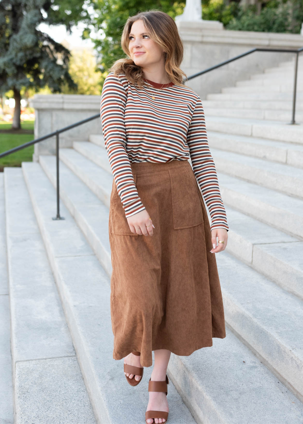 Wila Rust Stripe Long Sleeve Top
