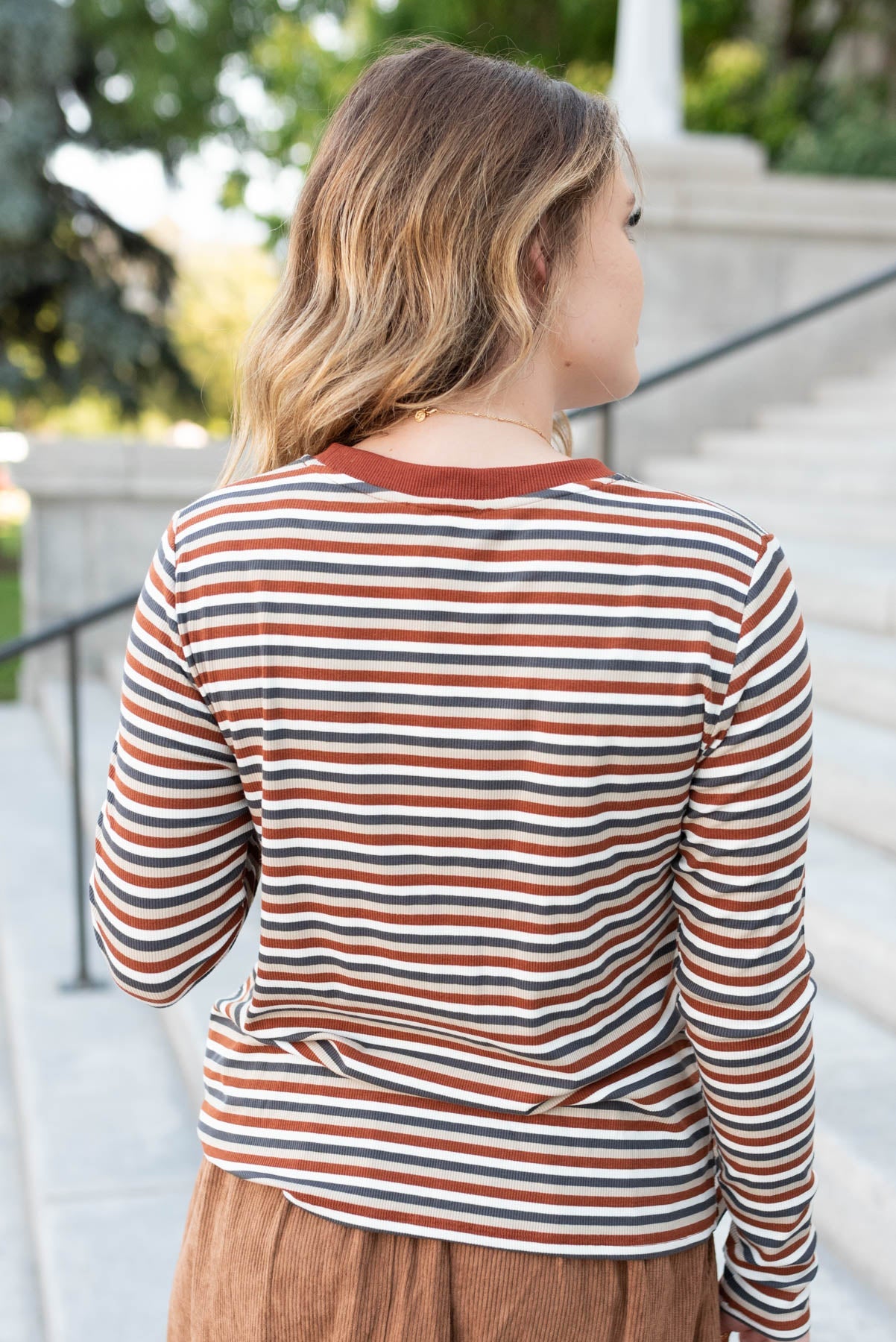 Wila Rust Stripe Long Sleeve Top