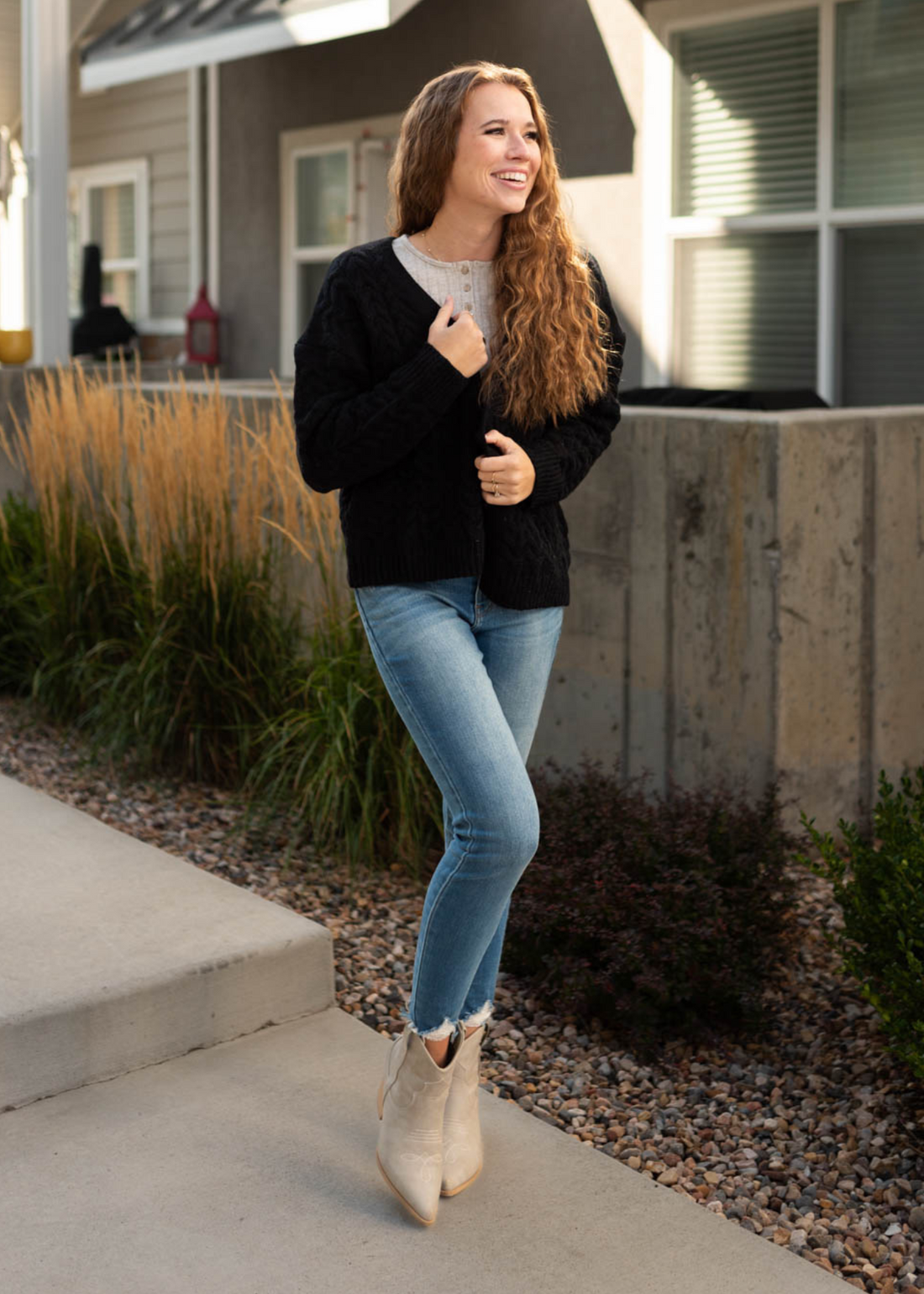 Willa Black Open Knit Sweater