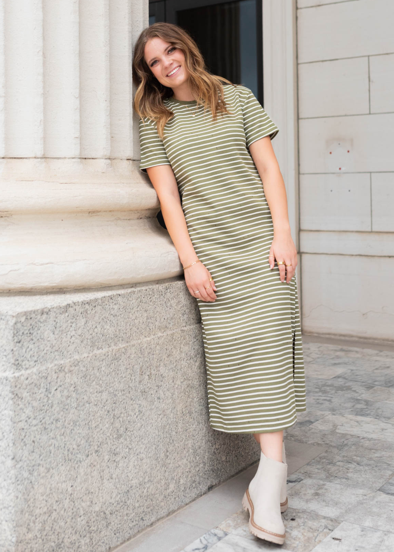 Winnie Olive Stripe T-Shirt Dress