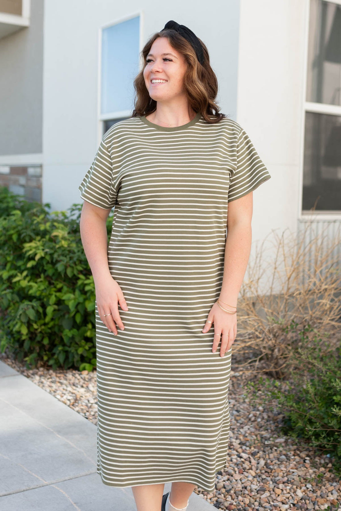Winnie Olive Stripe T-Shirt Dress