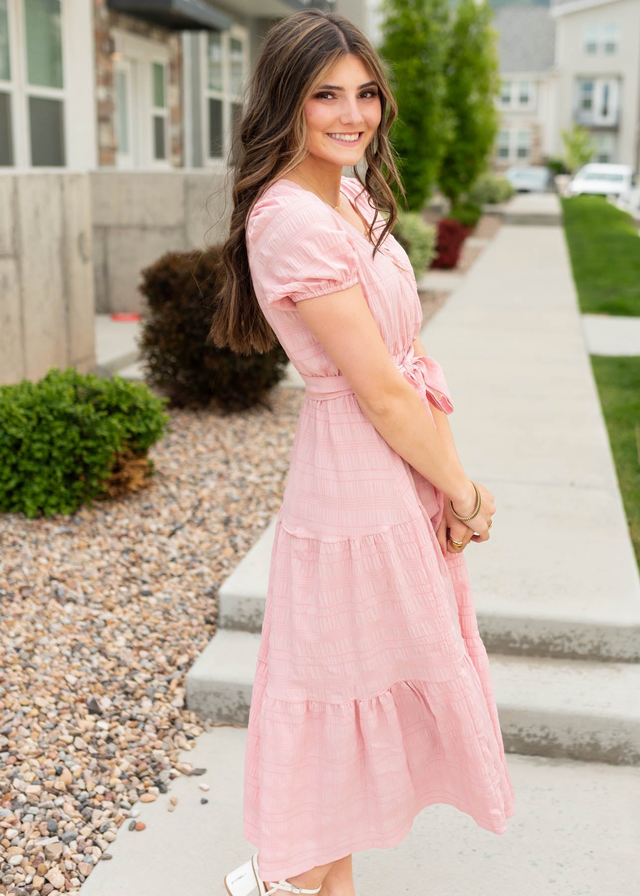 Xandra Blush Pink Tie Waist Dress