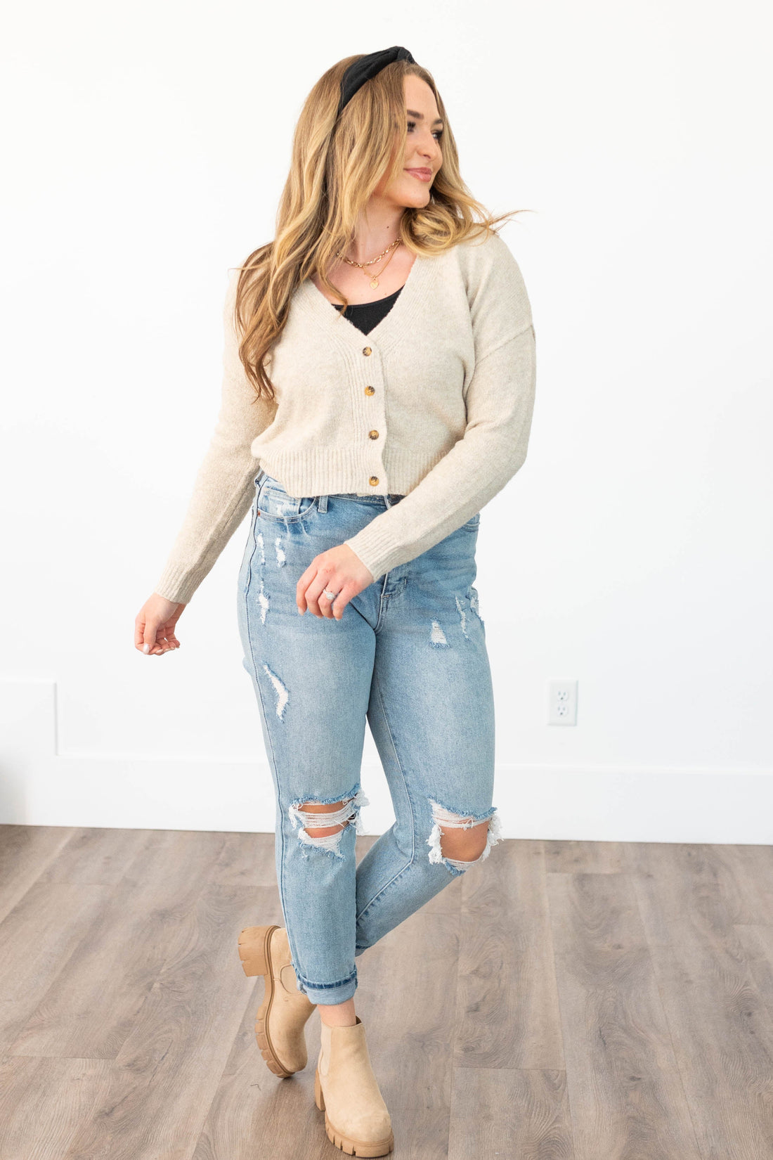 Yeimi Oatmeal Cardigan